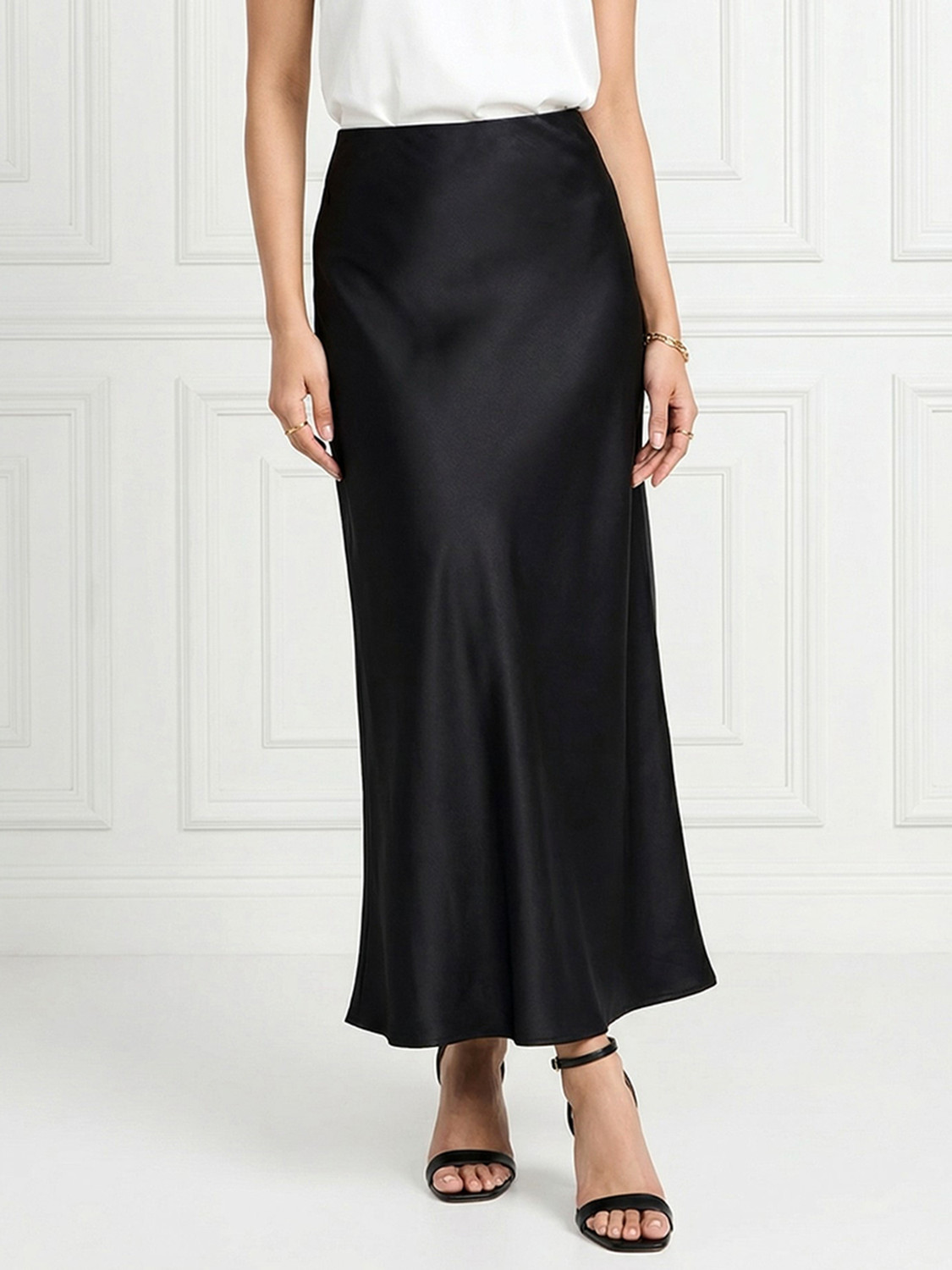 ADDYVERO Solid Women A-line Black Skirt