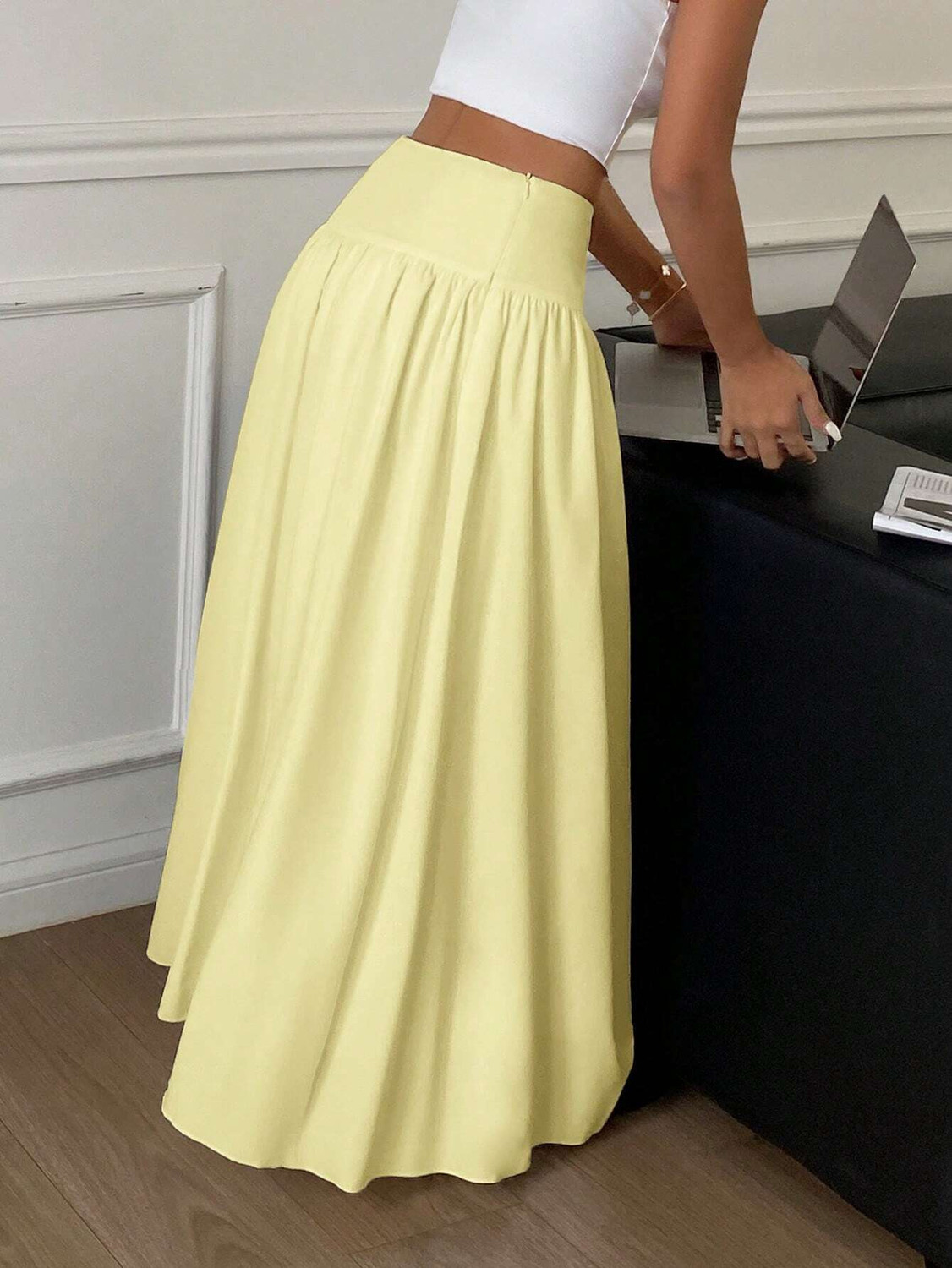 Image of KATECLO Solid Women Regular Yellow Skirt