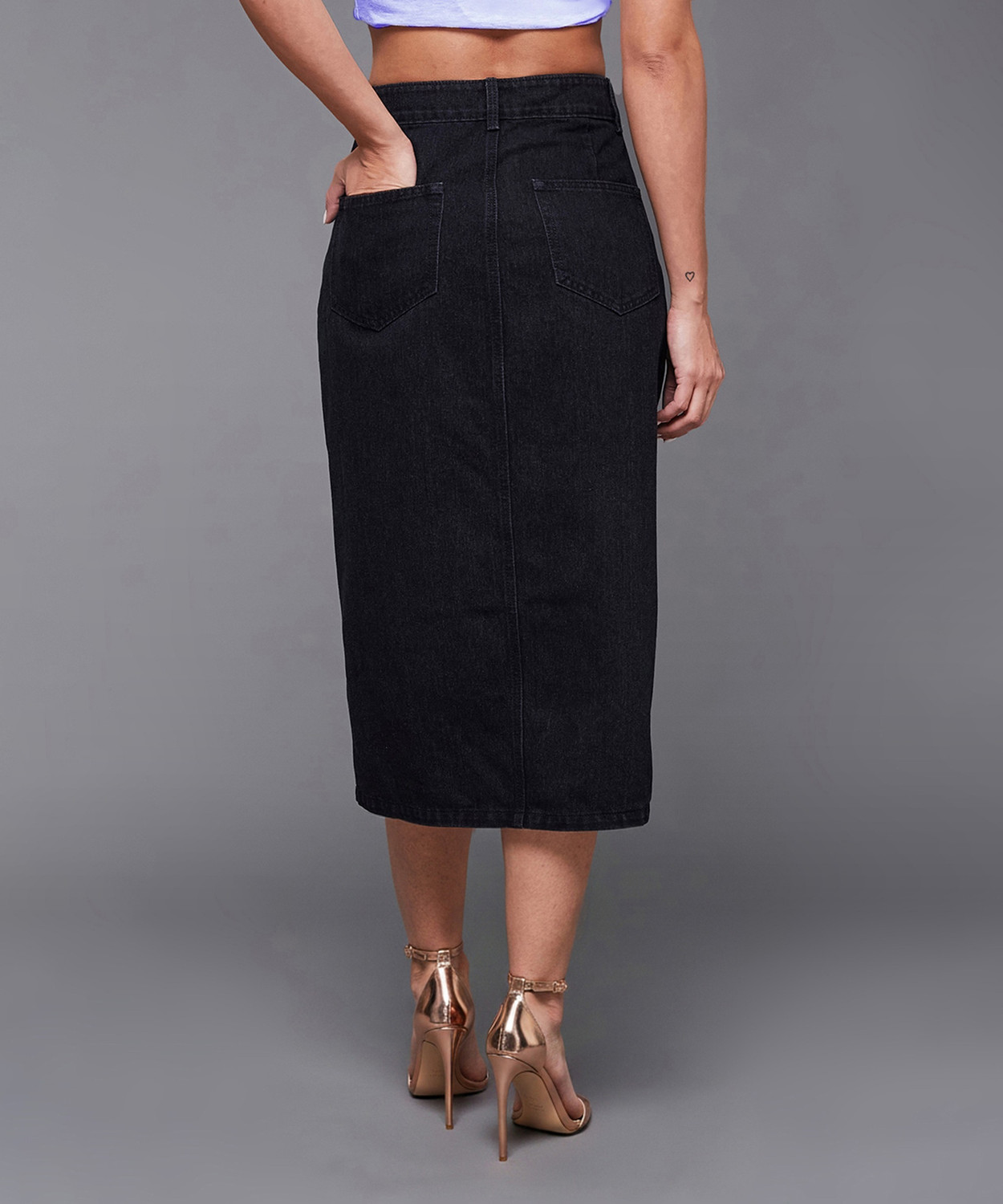Image of Miss Chase Solid Women Straight Black Skirt