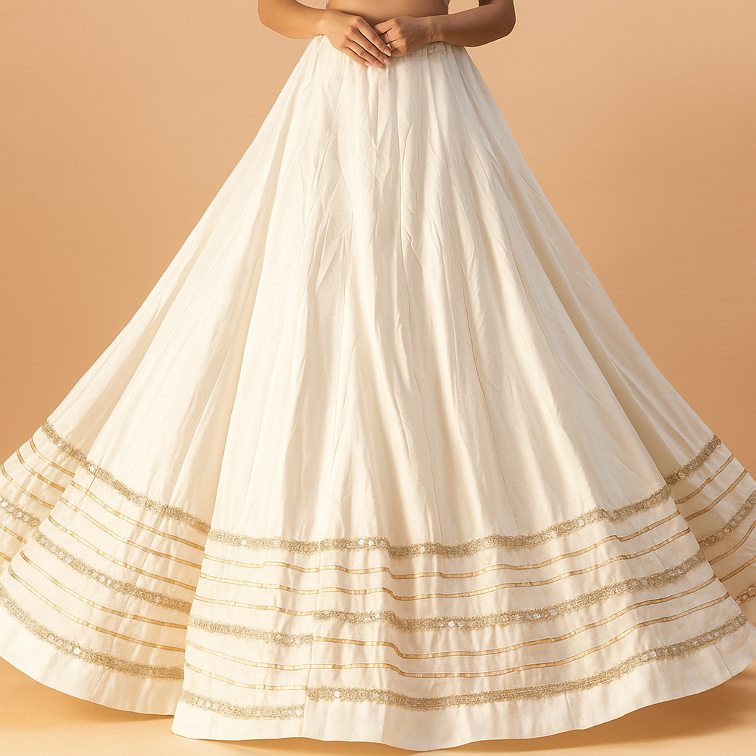 Image of yaswashini Embroidered Women Flared White Skirt