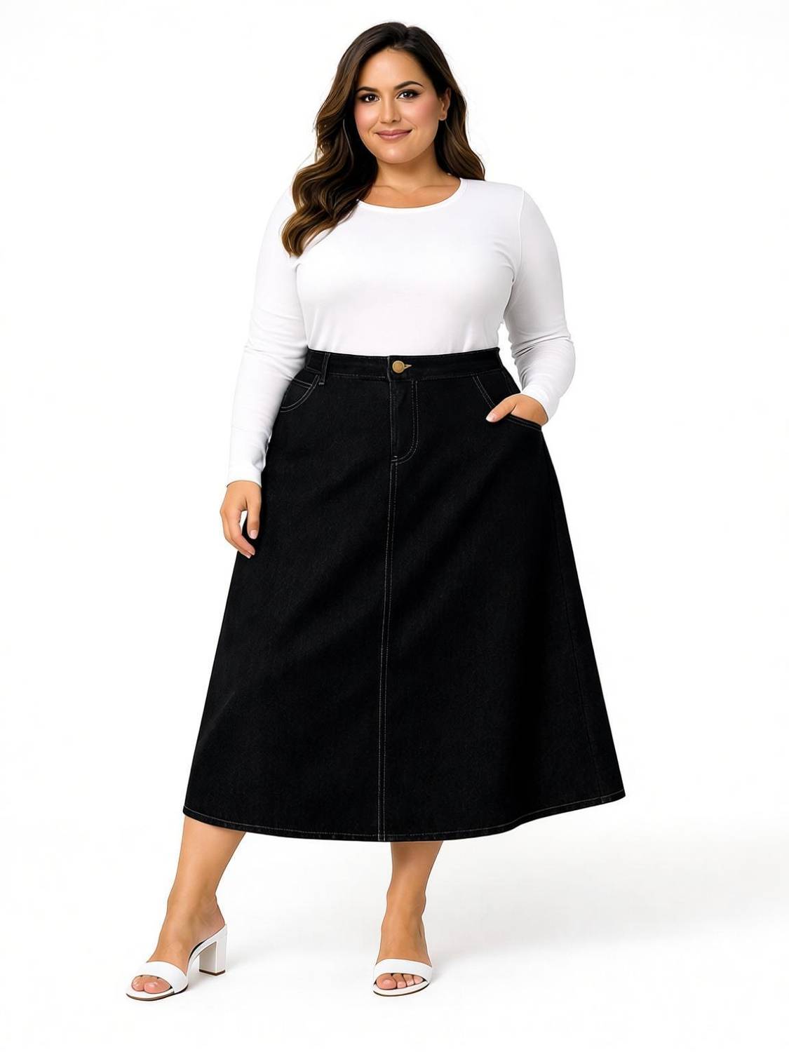 Achyutaya Fashion Solid Women A-line Black Skirt