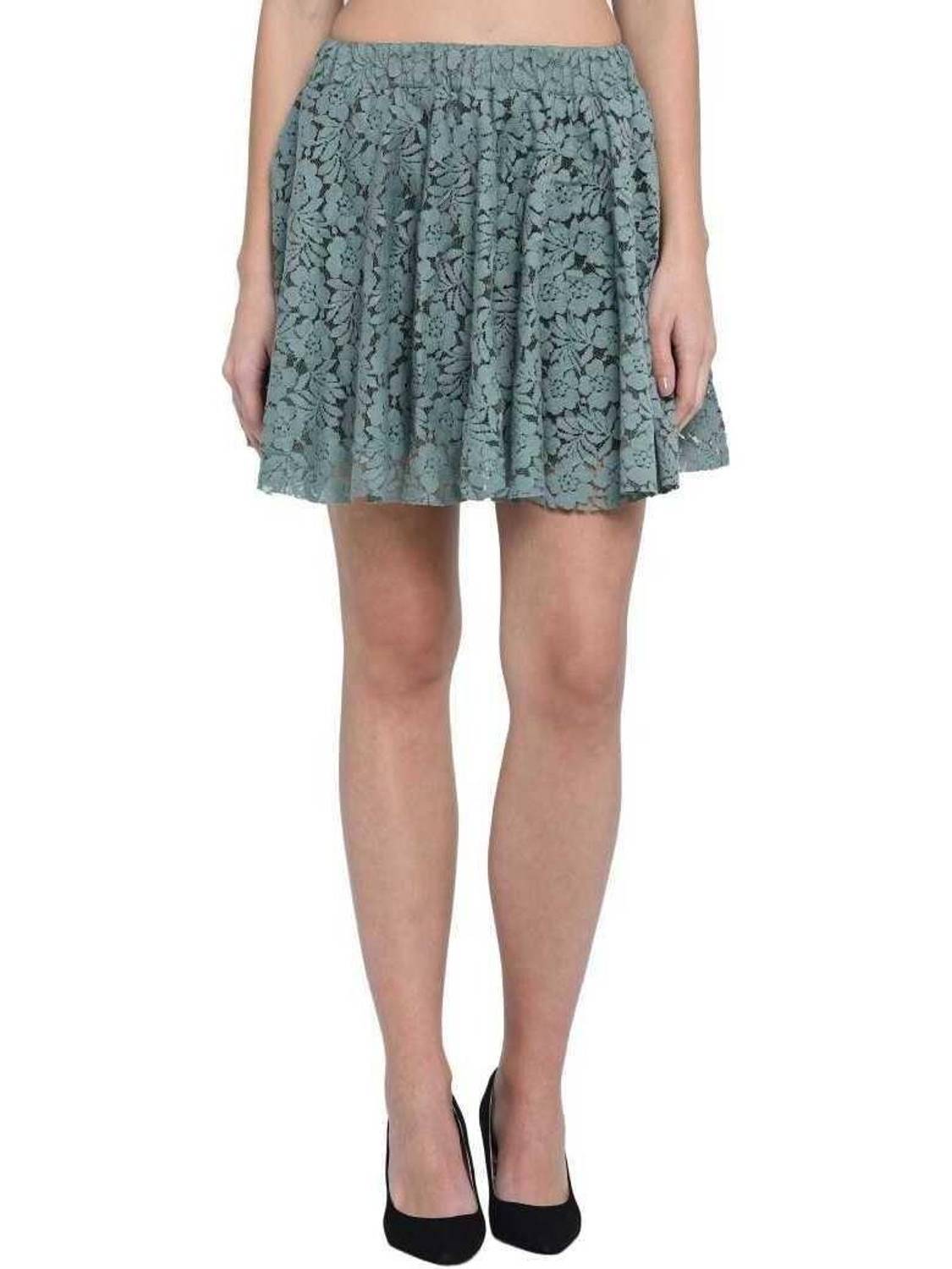 ADDICTED ATTIRE Self Design Women Regular Green Skirt