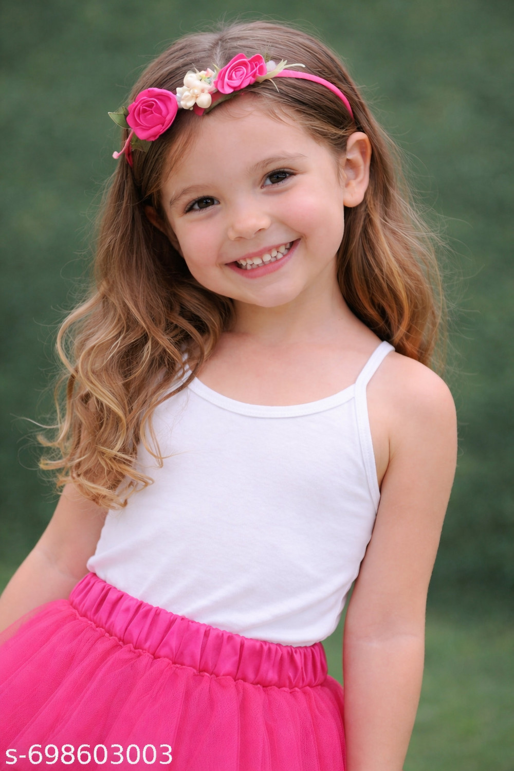 Image of MUMMASCHOICE Solid Girls Flared Pink Skirt