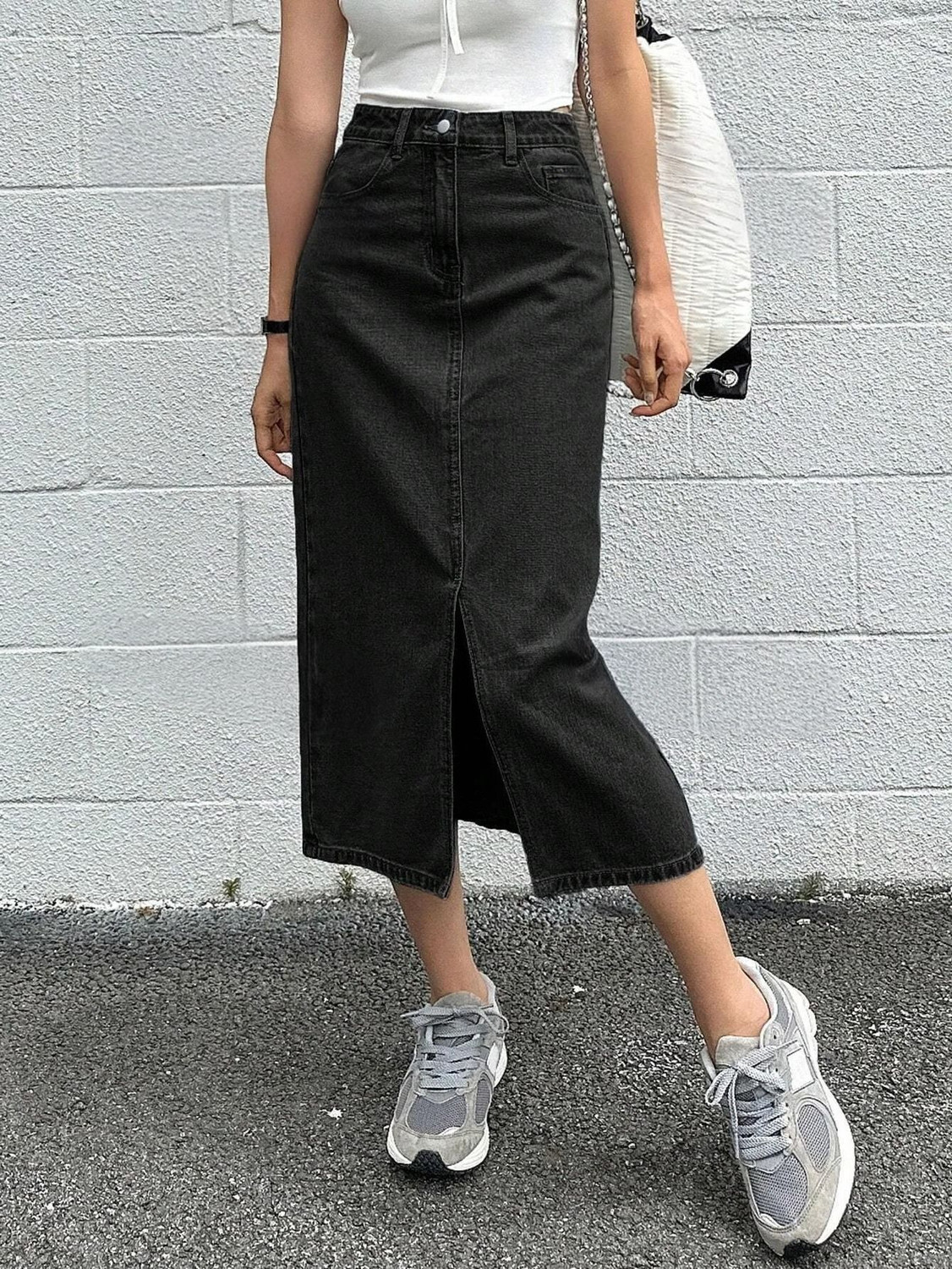 Image of dolsia Washed Women Pencil Black Skirt