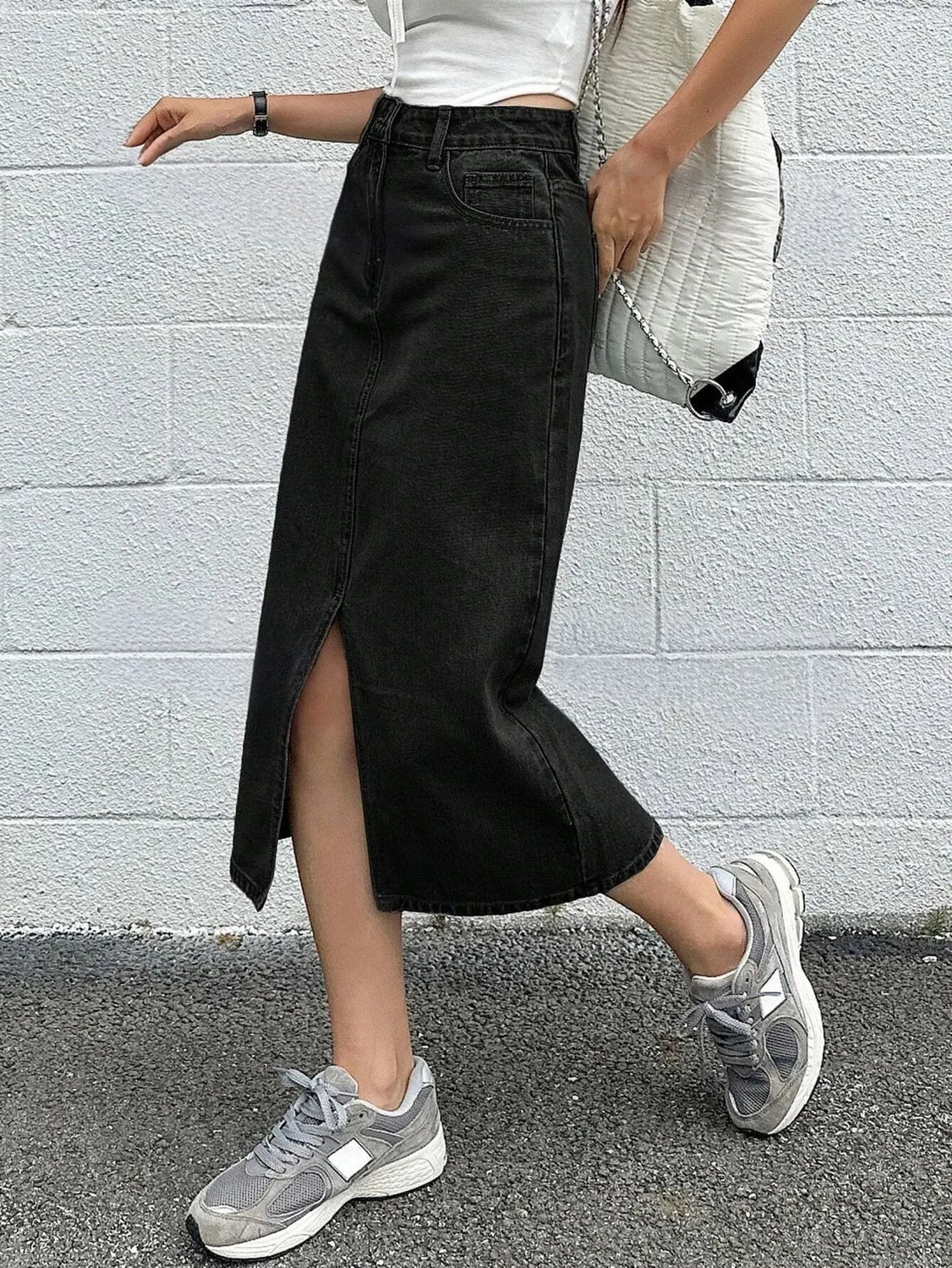 Image of dolsia Washed Women Pencil Black Skirt