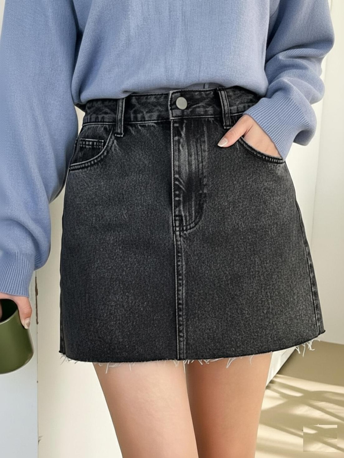 Image of KOTTY Solid Women A-line Grey Skirt
