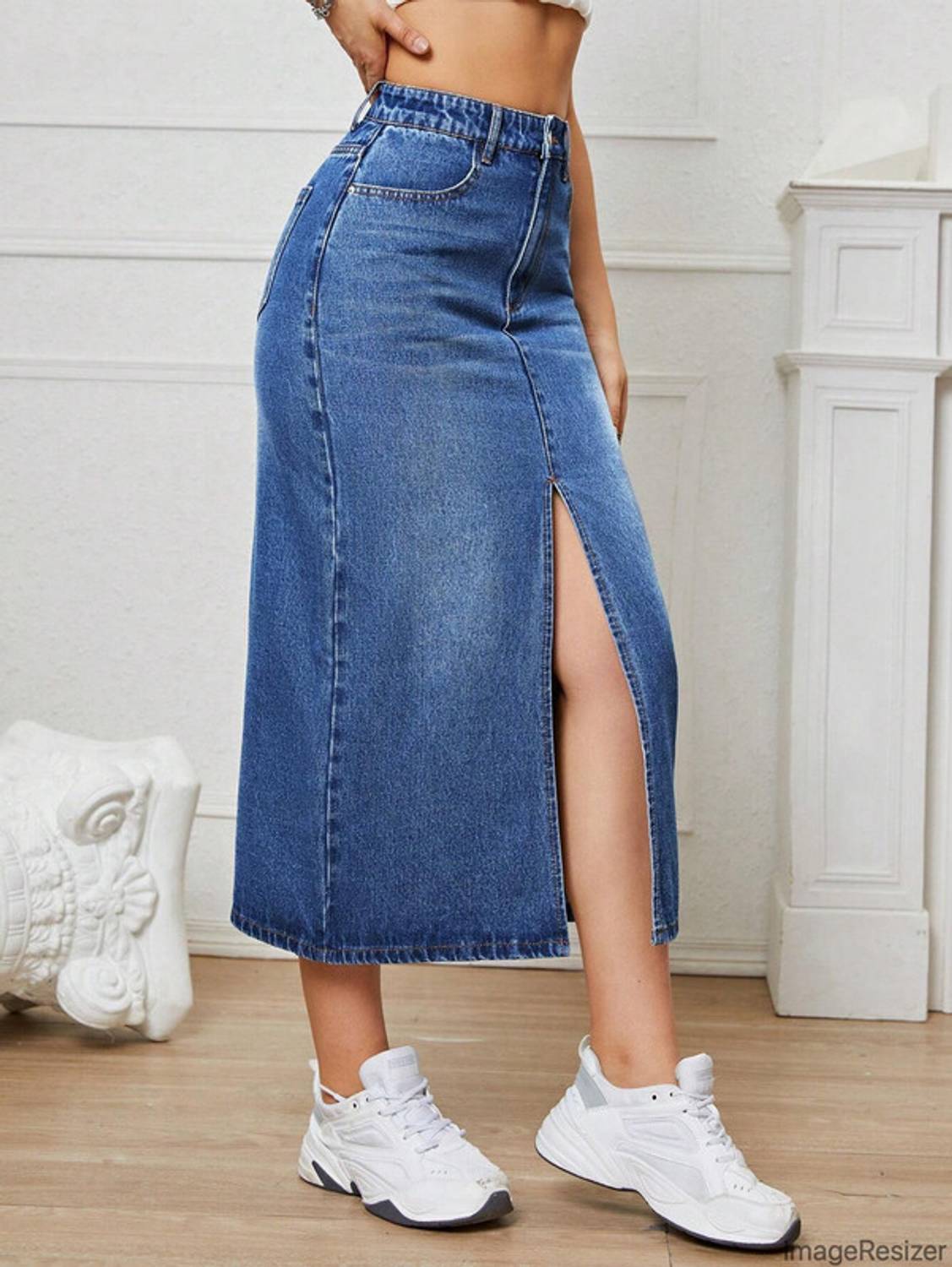 Herway Women Straight Blue Skirt - Image 4