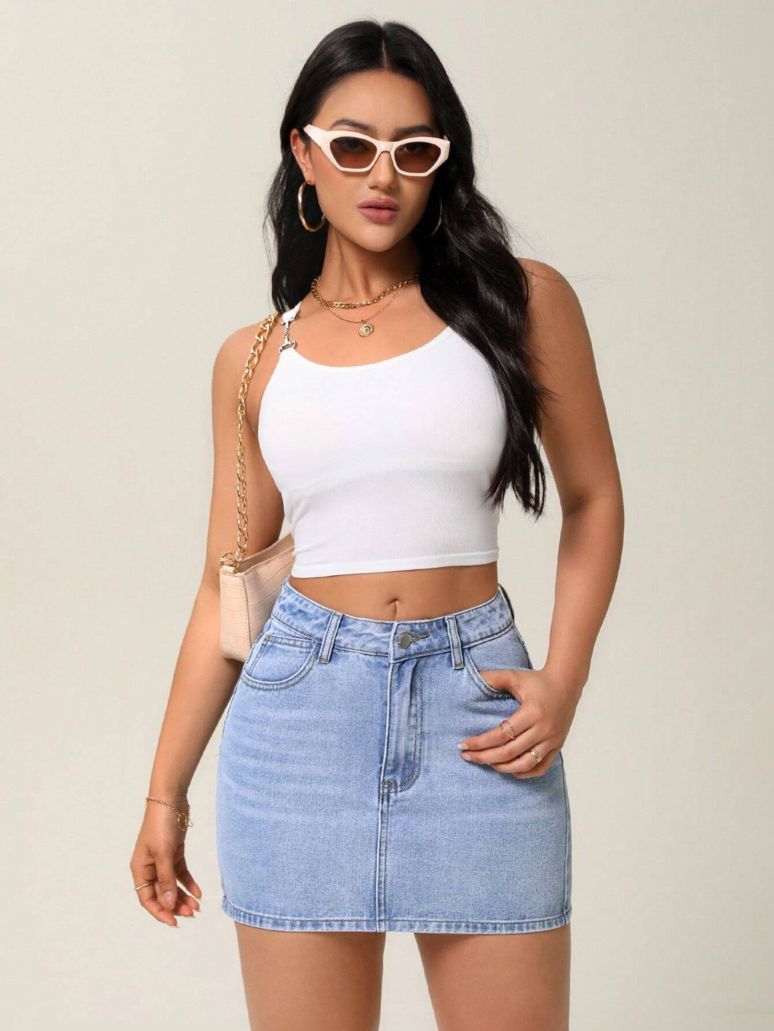 Image of Shine N Show Solid Women Pencil Light Blue Skirt