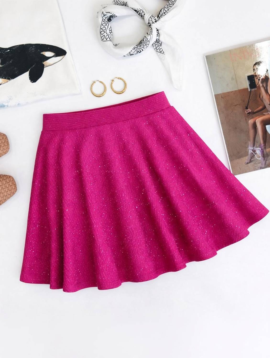 AROD Embellished Women Flared Pink Skirt
