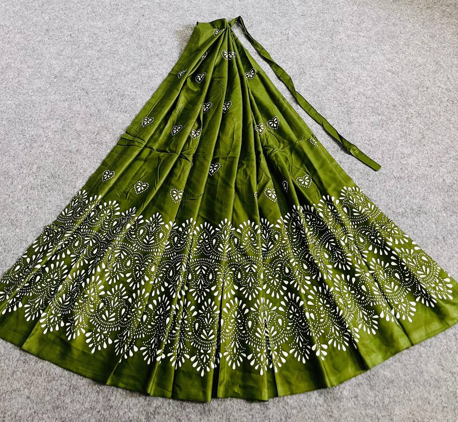ASHOM TRADERS Printed Women Flared Green Skirt