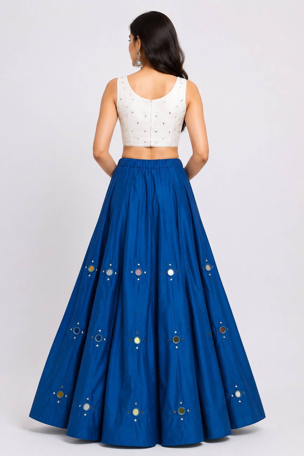 Desi Butik Embellished Blue Skirt - Image 3