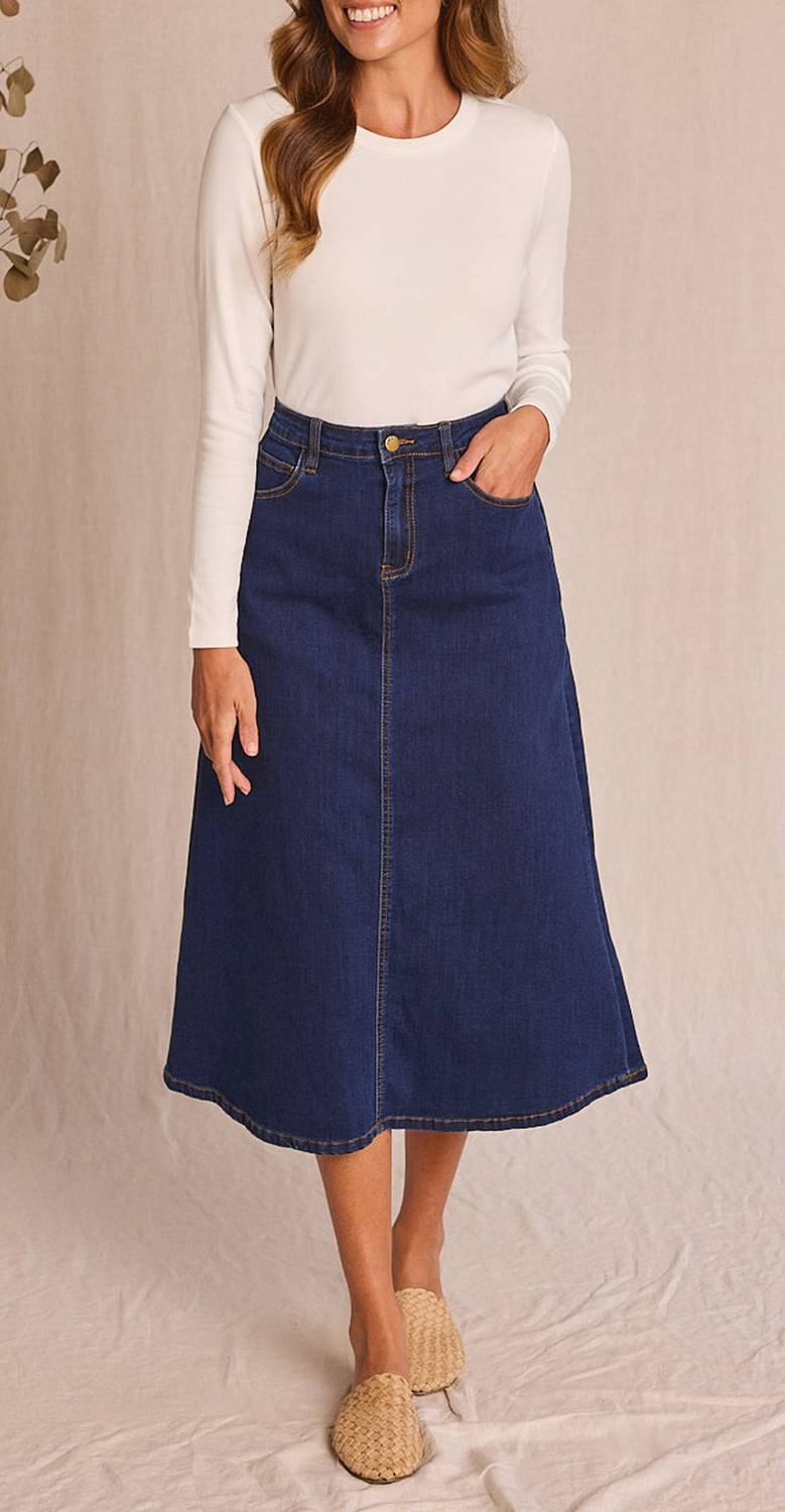 Achyutaya Fashion Solid Women A-line Dark Blue Skirt