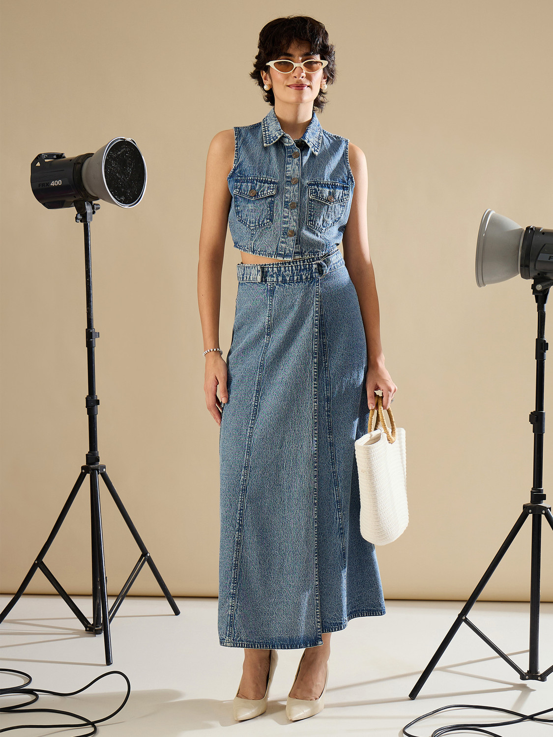 Image of SASSAFRAS Washed Women A-line Blue Skirt