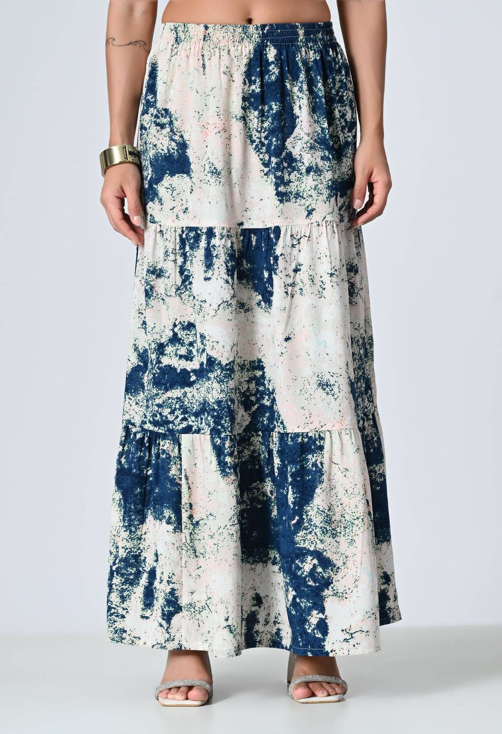 OTIRA Printed Women Tiered Multicolor Skirt