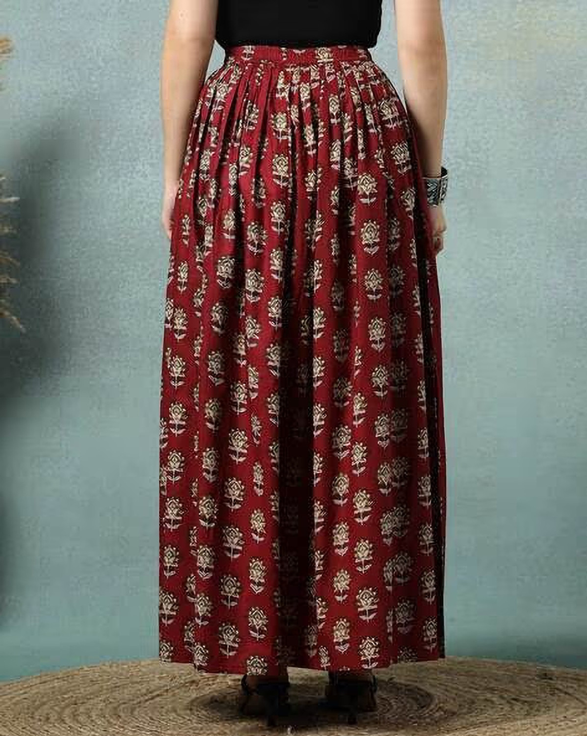 Image of REAM Striped Women Straight Maroon Skirt