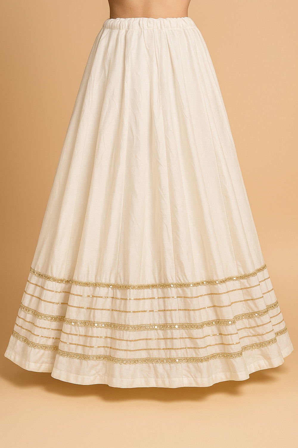Image of yaswashini Embroidered Women Flared White Skirt