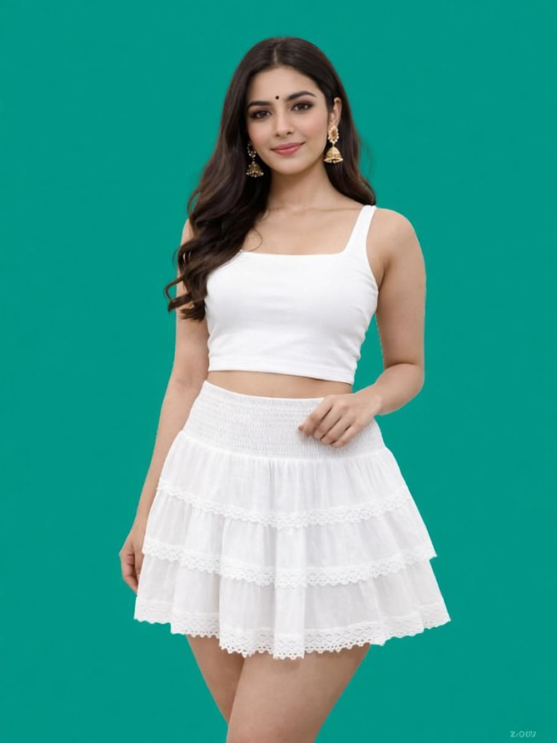 RANGANI Solid Women Straight White Skirt