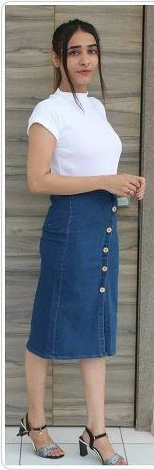 Achyutaya Fashion Solid Women A-line Blue Skirt