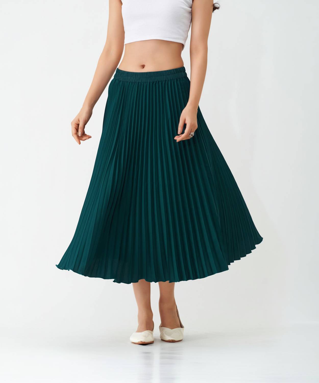 AASK Solid Women Pleated Dark Blue Skirt