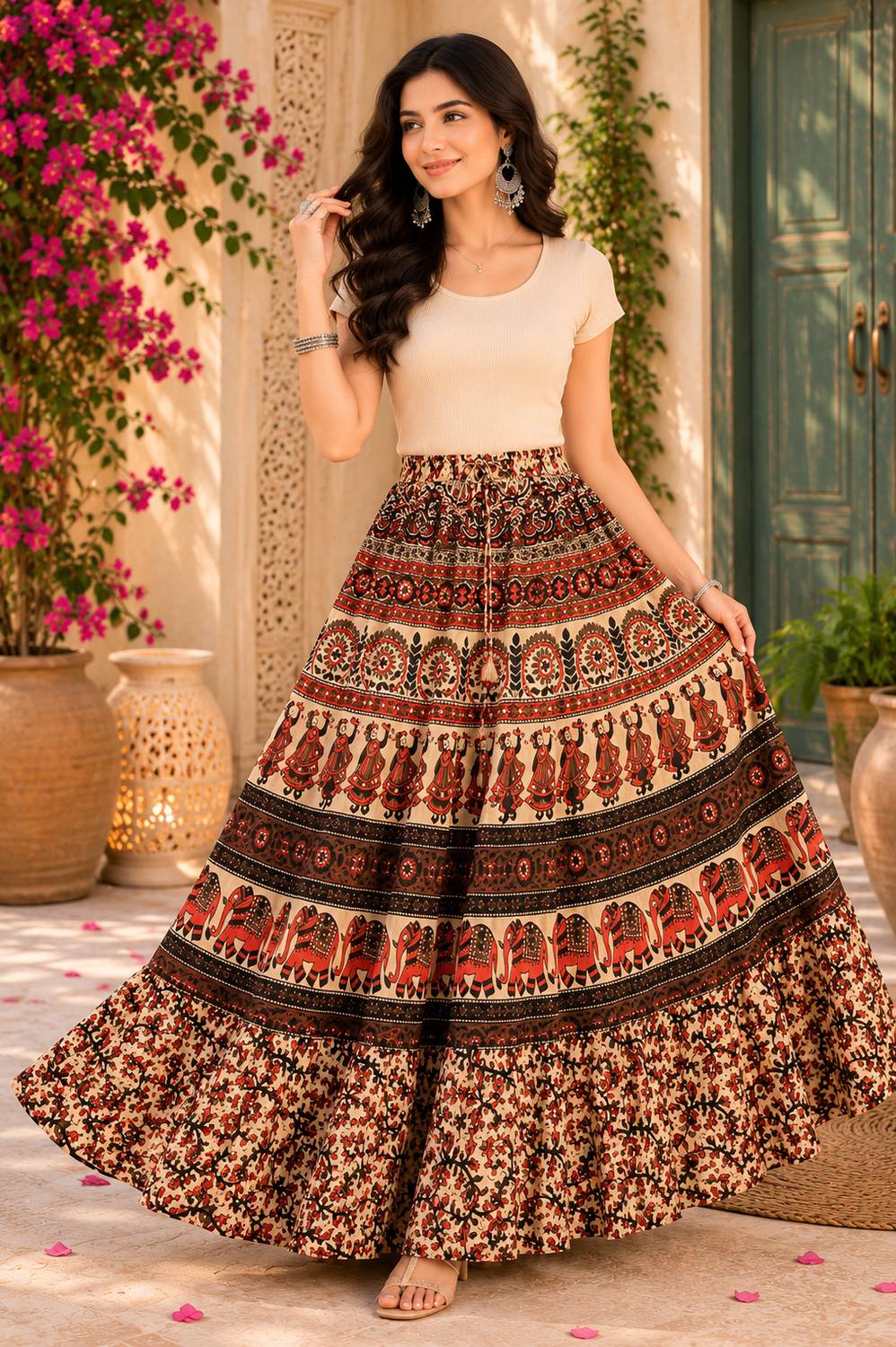 新品　BRIEFING WR BI-COLOR FLARE KNIT SKIRT Ruhvera Printed Women Flared Multicolor Skirt - Buy Ruhvera