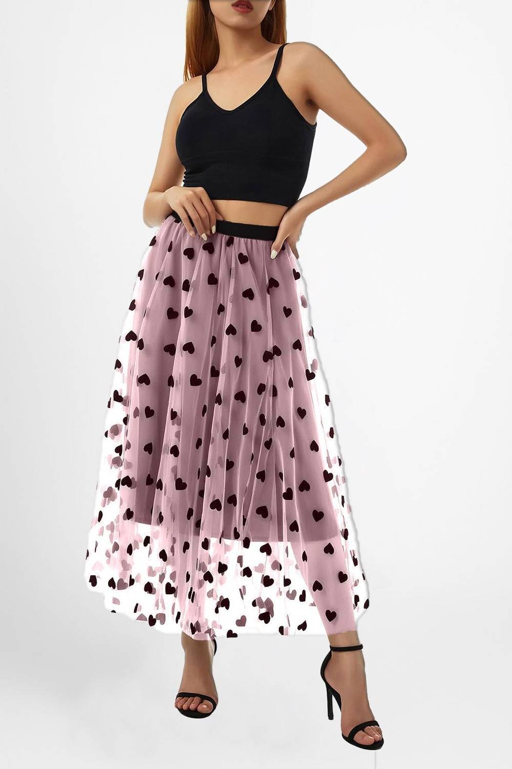 3Buddy Fashion Embellished Women Flared Pink, Black Skirt
