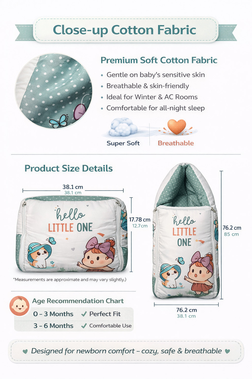 Image of Tiny Tycoon Baby Carry Bed Cum Sleeping Bag for Newborn | 3 in 1 Portable Cotton Baby Bed All-Season Bedding for New Born (0-6 Months) Old Printed-Baby Bed-Infant Portable Bassinet-Nest for Co-Sleeping Unisex Baby
