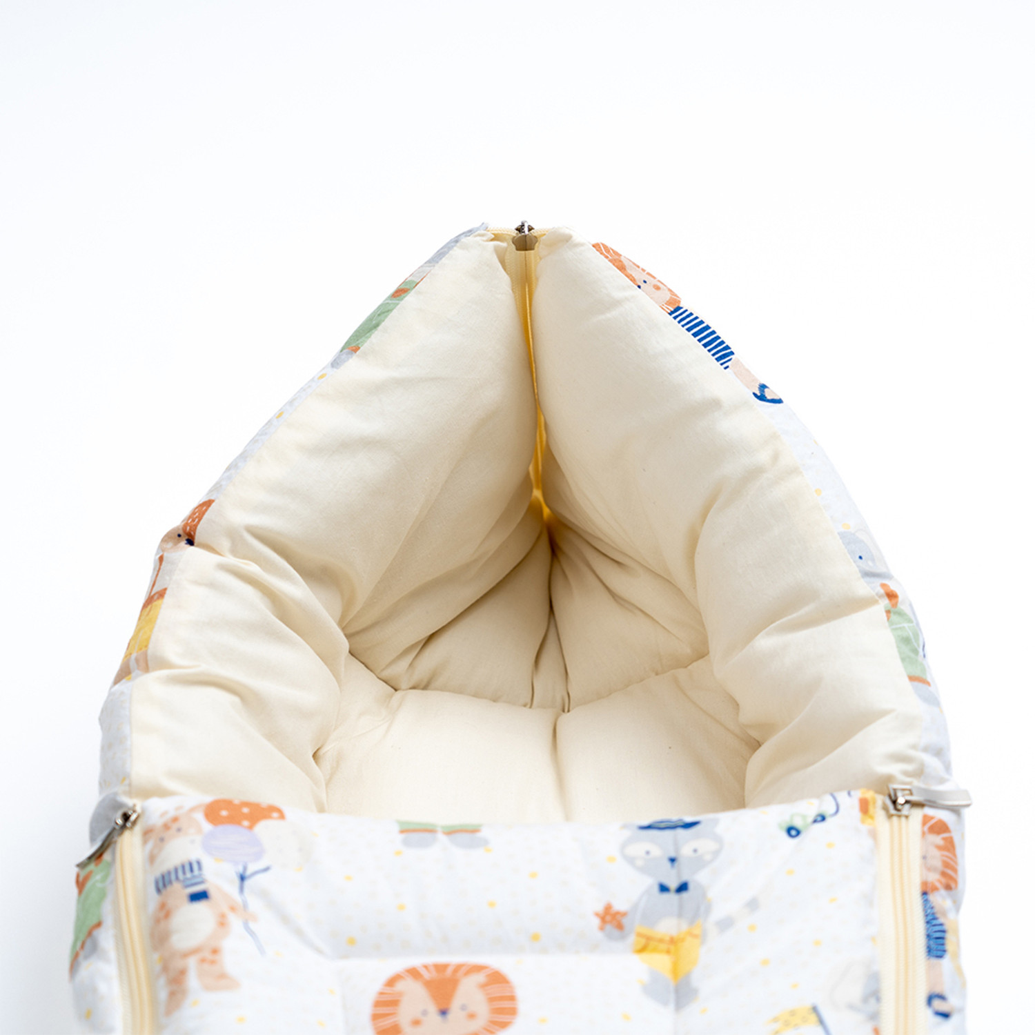 Image of haus & kinder Cotton Carrier Nest cum sleeping bag, Jungle Party ( Newborn - 3 Months) Sleeping Bag