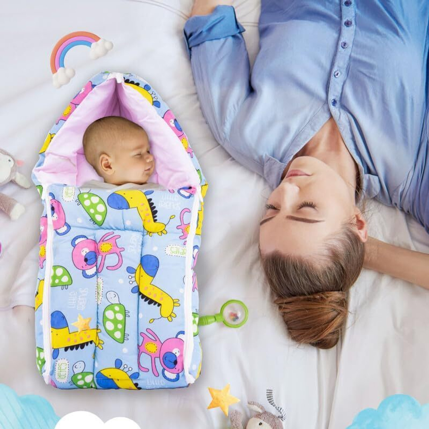 Image of BUMTUM 0-6 Months New Born Baby, Unisex Cotton Carry Bag /Sleeping Bag Sleeping Bag
