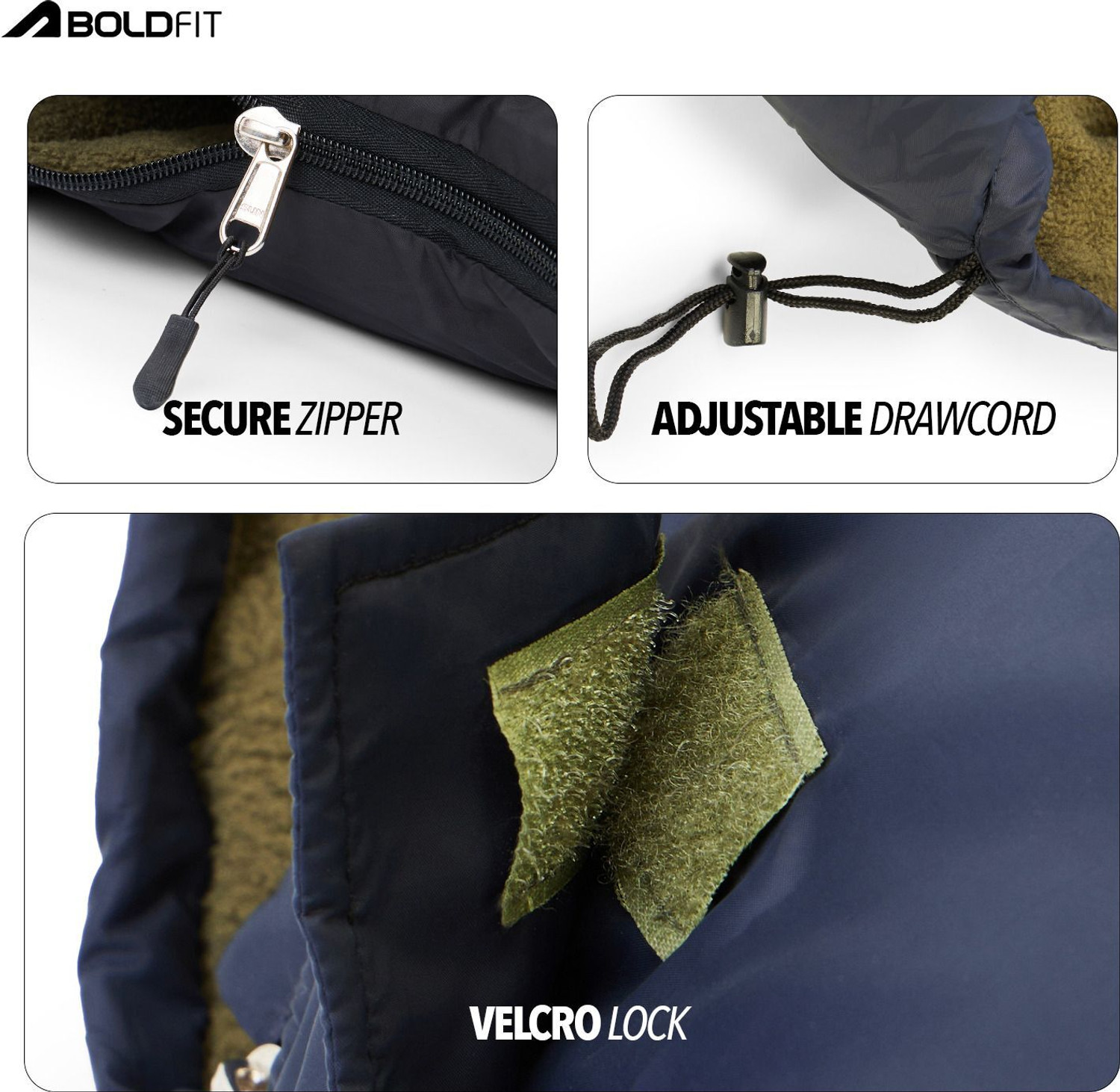 Image of BOLDFIT Sleep Max Pro Rectangular Upto Zero Degree Anti Fleece, Reliance Fibre Filling Sleeping Bag
