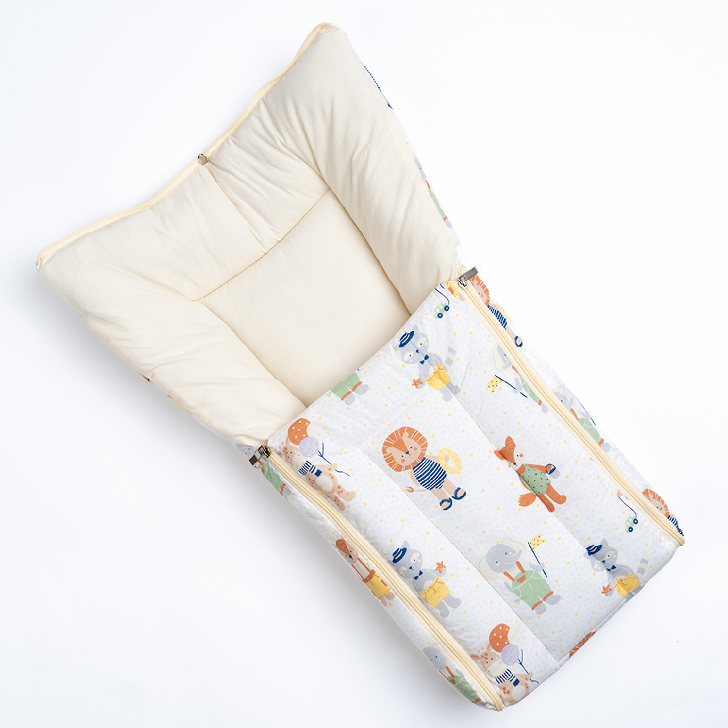 Image of haus & kinder Cotton Carrier Nest cum sleeping bag, Jungle Party ( Newborn - 3 Months) Sleeping Bag