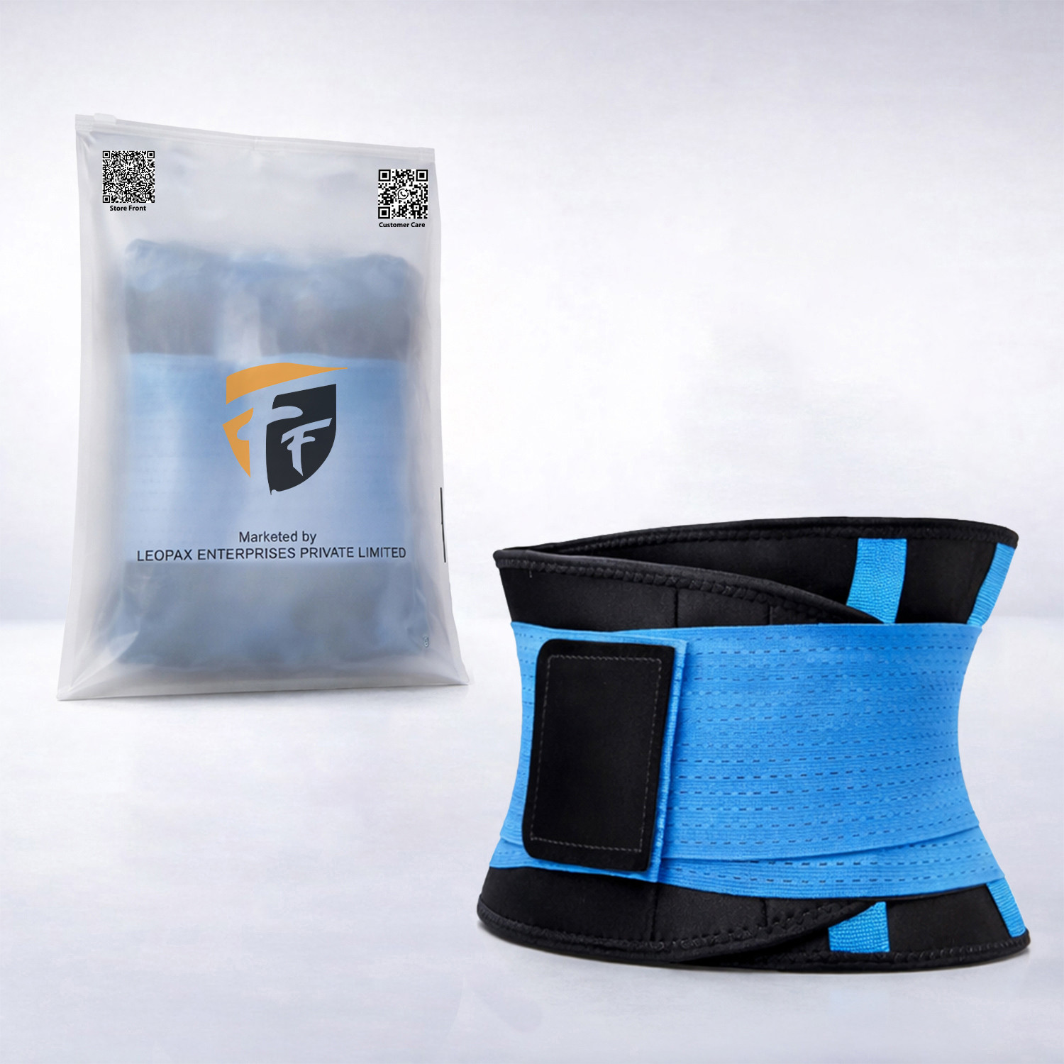 Image of LEOPAX Blue Waist Stomach Belt Shaper Fitness Belt Yoga Wrap Hot Belt Unisex Weight Loss Back Pain Gym Running Travel Tummy Workout Belt 3XL Waist Size :- (31-37 Inch) Slimming Belt