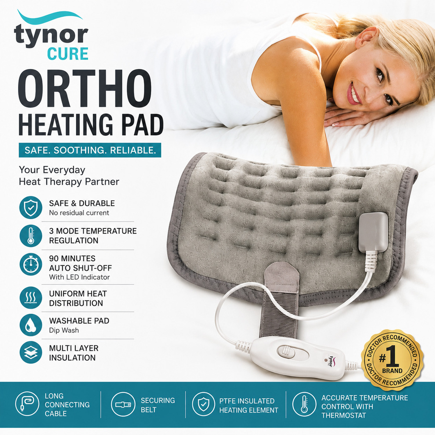 Image of Suresupplies Tynor Cure Ortho Heating Pad | 3 Mode Temperature Control | Auto Shut-Off Slimming Machine