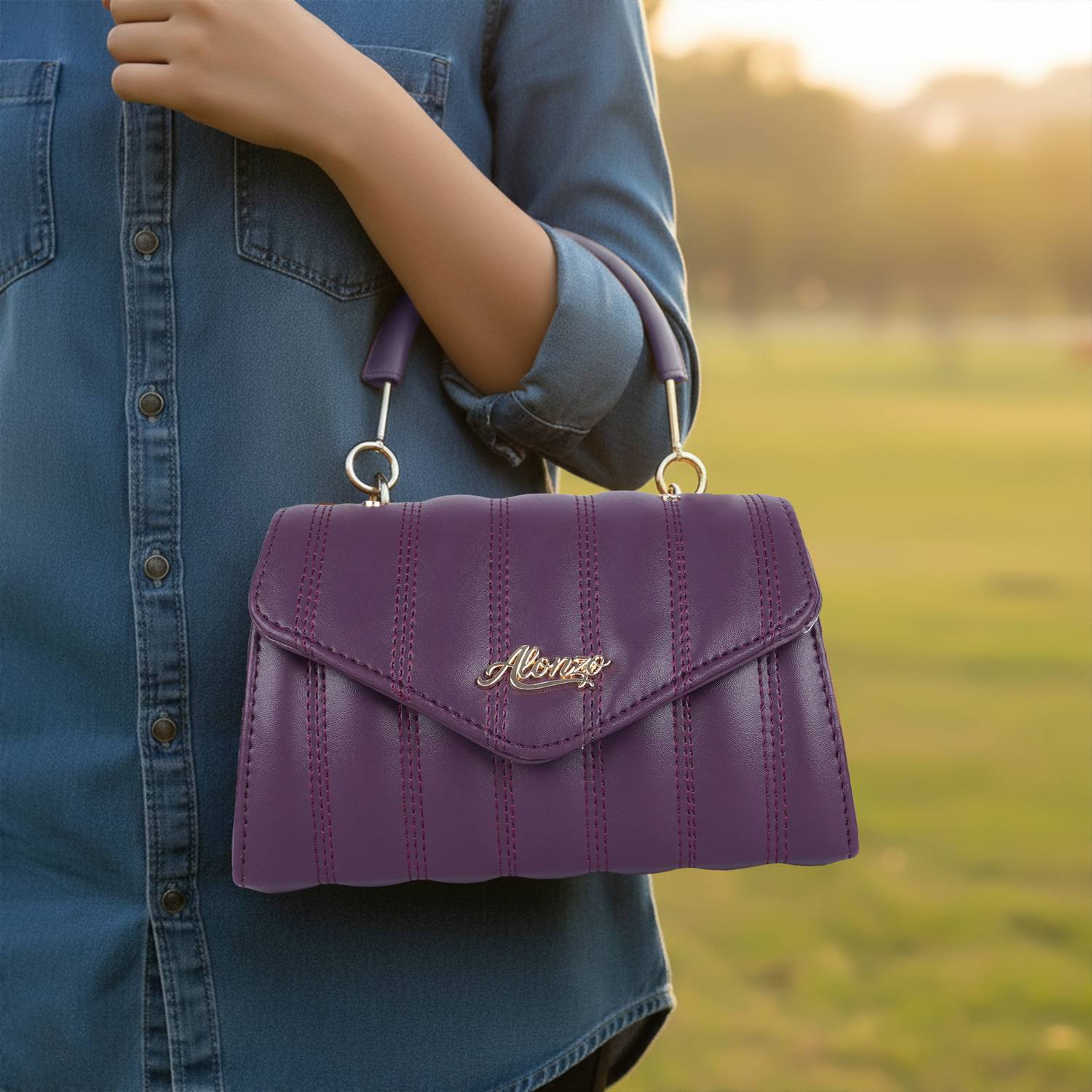 ALONZO Purple Sling Bag office collage casual Women sling Shoulder Bag Handbag with Adjustable Strap