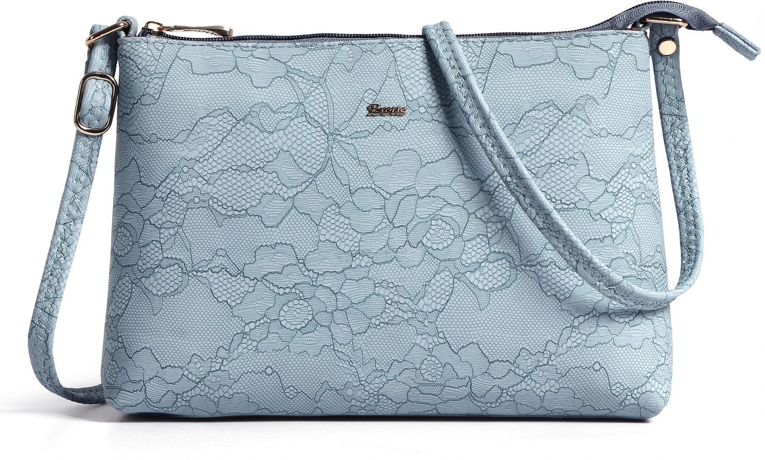 Image of Exotic Blue Sling Bag Floral Embossed Texture Sling Bag for Women