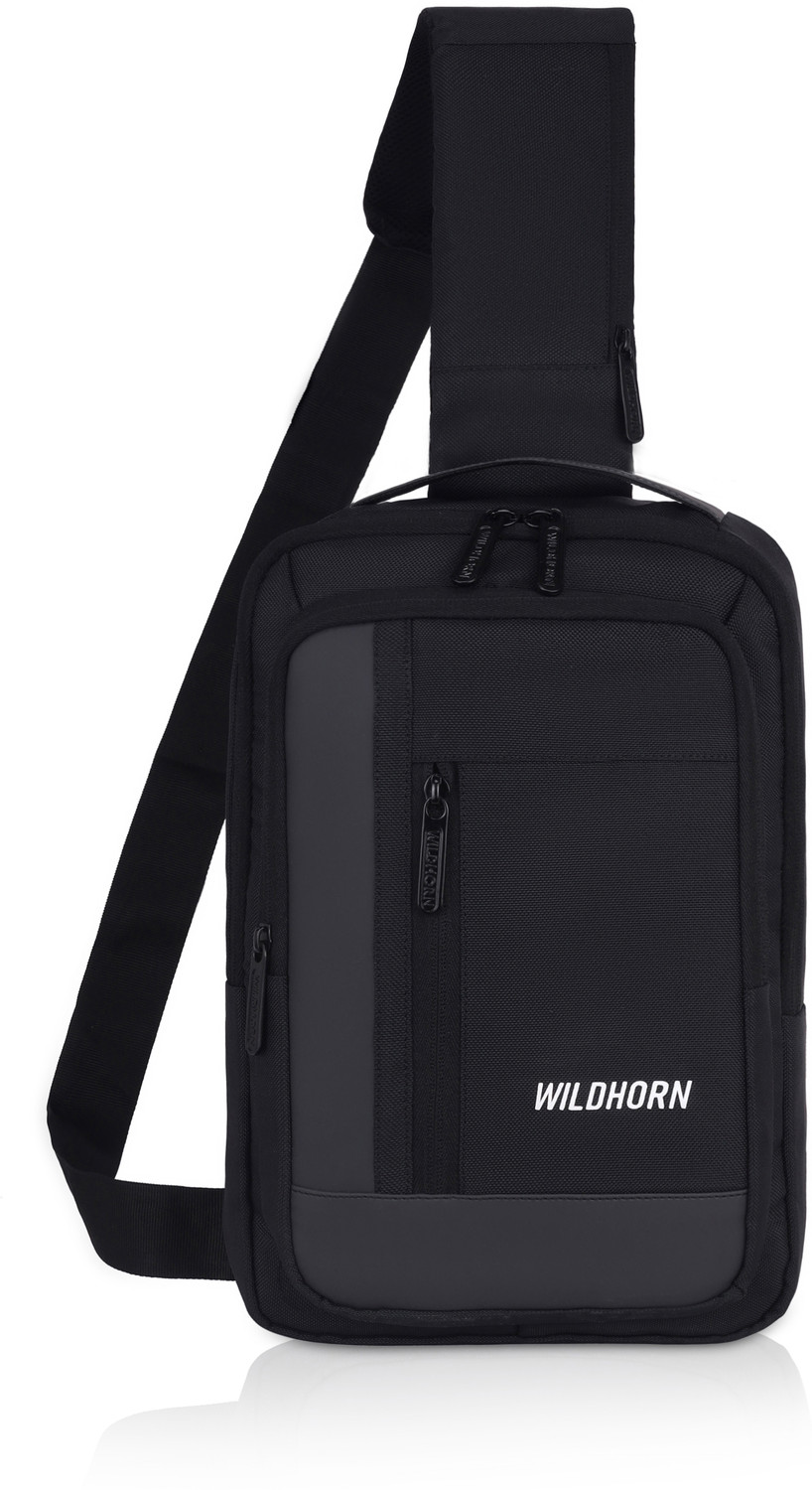 Image of WILDHORN Black Shoulder Bag Crossbody Bag for Men, Classic Chest Shoulder Bag for Men & Women