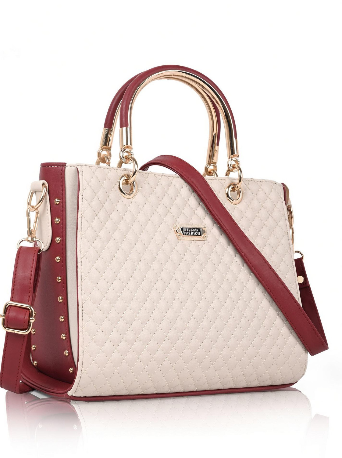 Image of Fiesto fashion White Hand-held Bag Stich Quilted