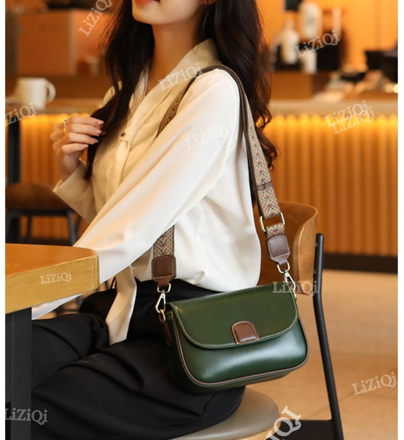 バッグ liju Canvas Sling Bag green LIZIQI Green Sling Bag Korean Sling bag for women | Small sling