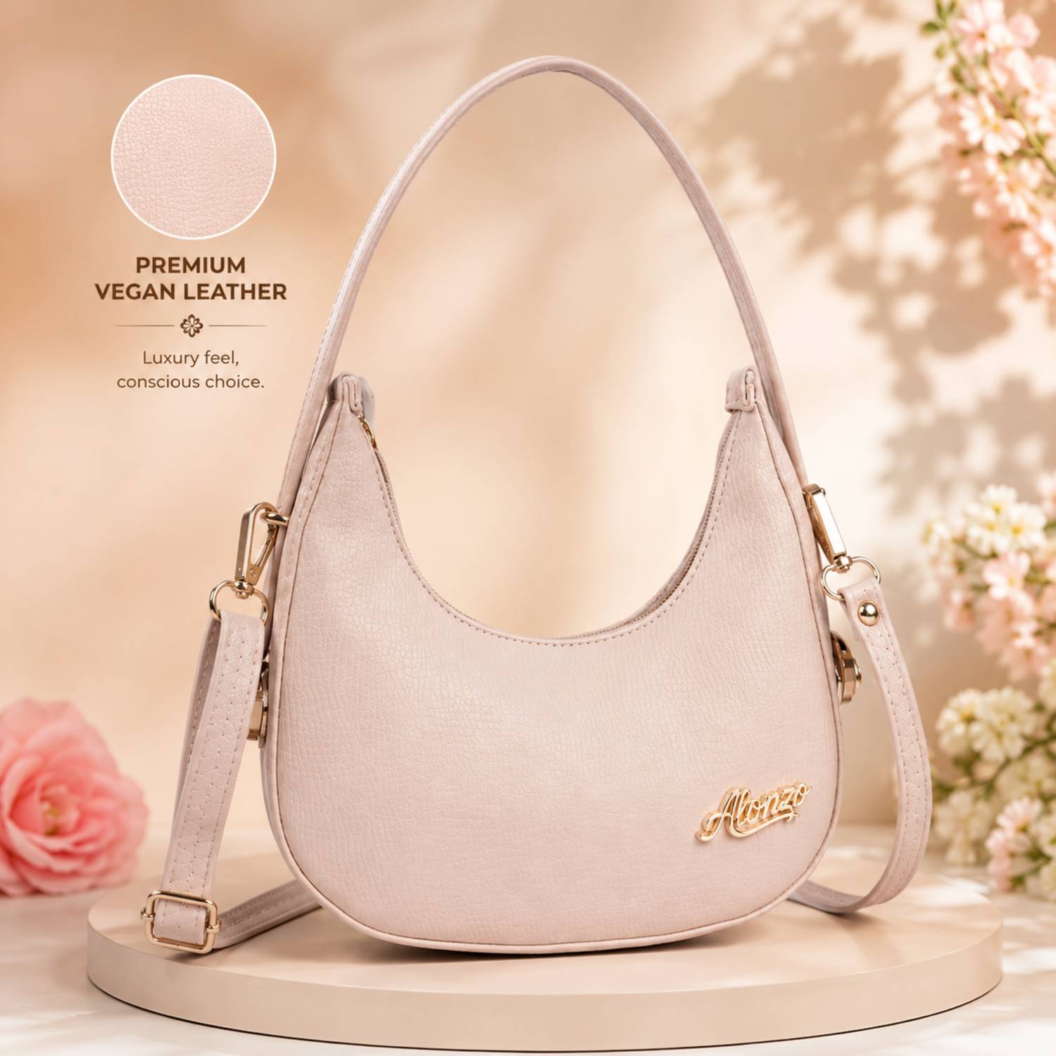 ALONZO Beige Sling Bag office collage casual Women’s sling Shoulder Bag Handbag with Adjustable Strap