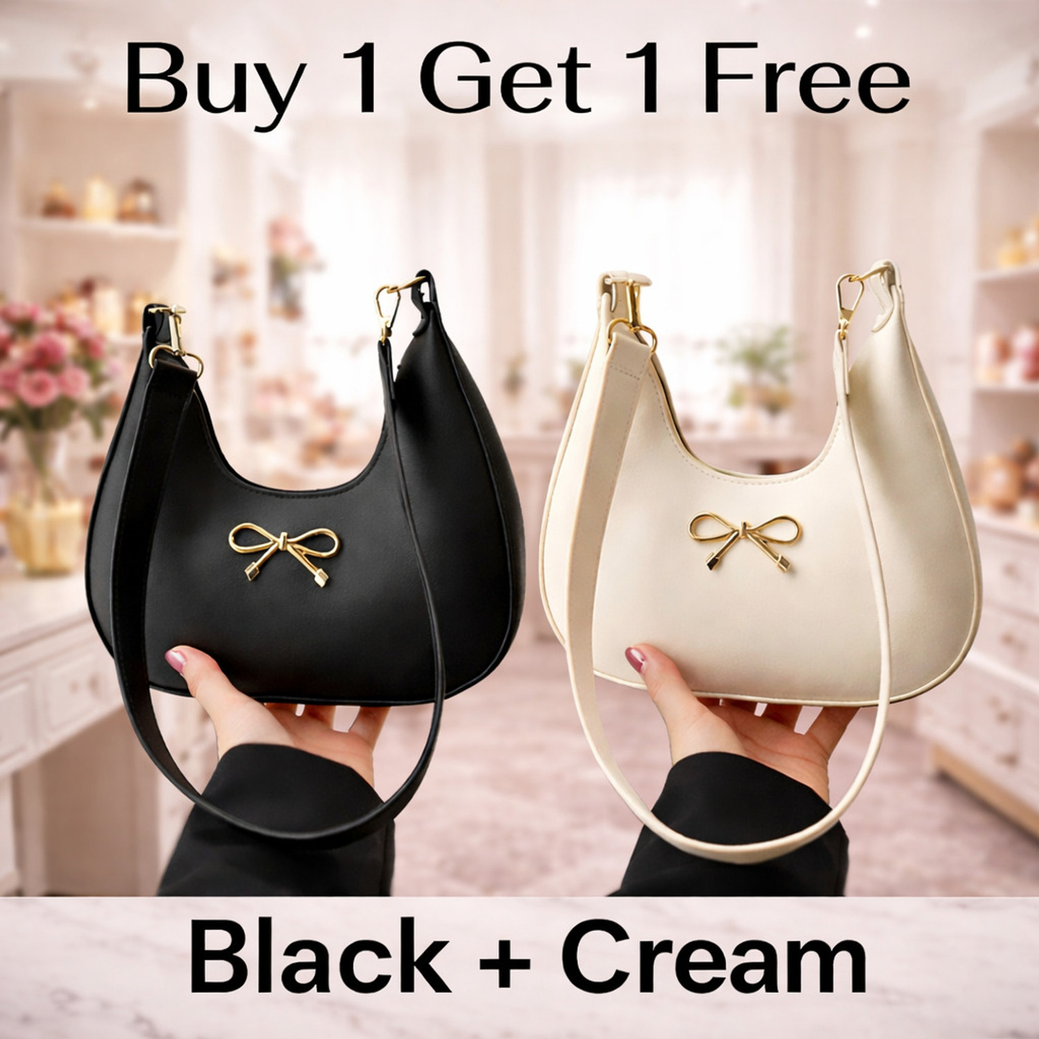 Image of Feetglow Black, White Hobo Sling bag for women fancy white ladies purse