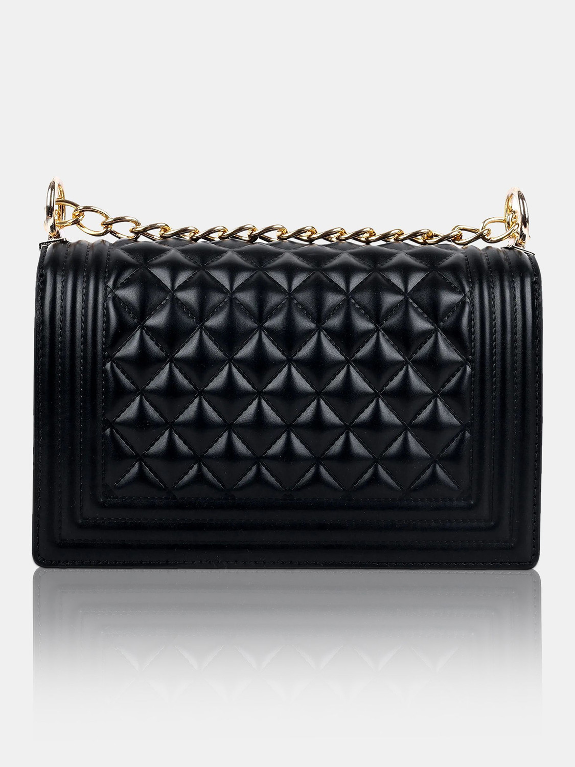 Image of LINO PERROS Black Sling Bag Womens Black Quilted Hand Bag