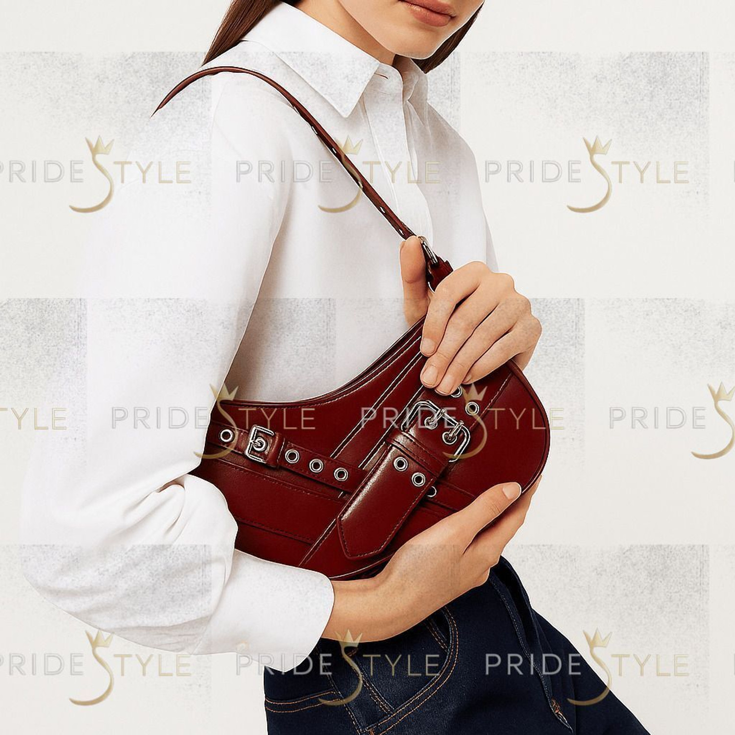 Image of LIZIQI Red Sling Bag Elegant PU Leather Shoulder Bag - Stylish & Durable.