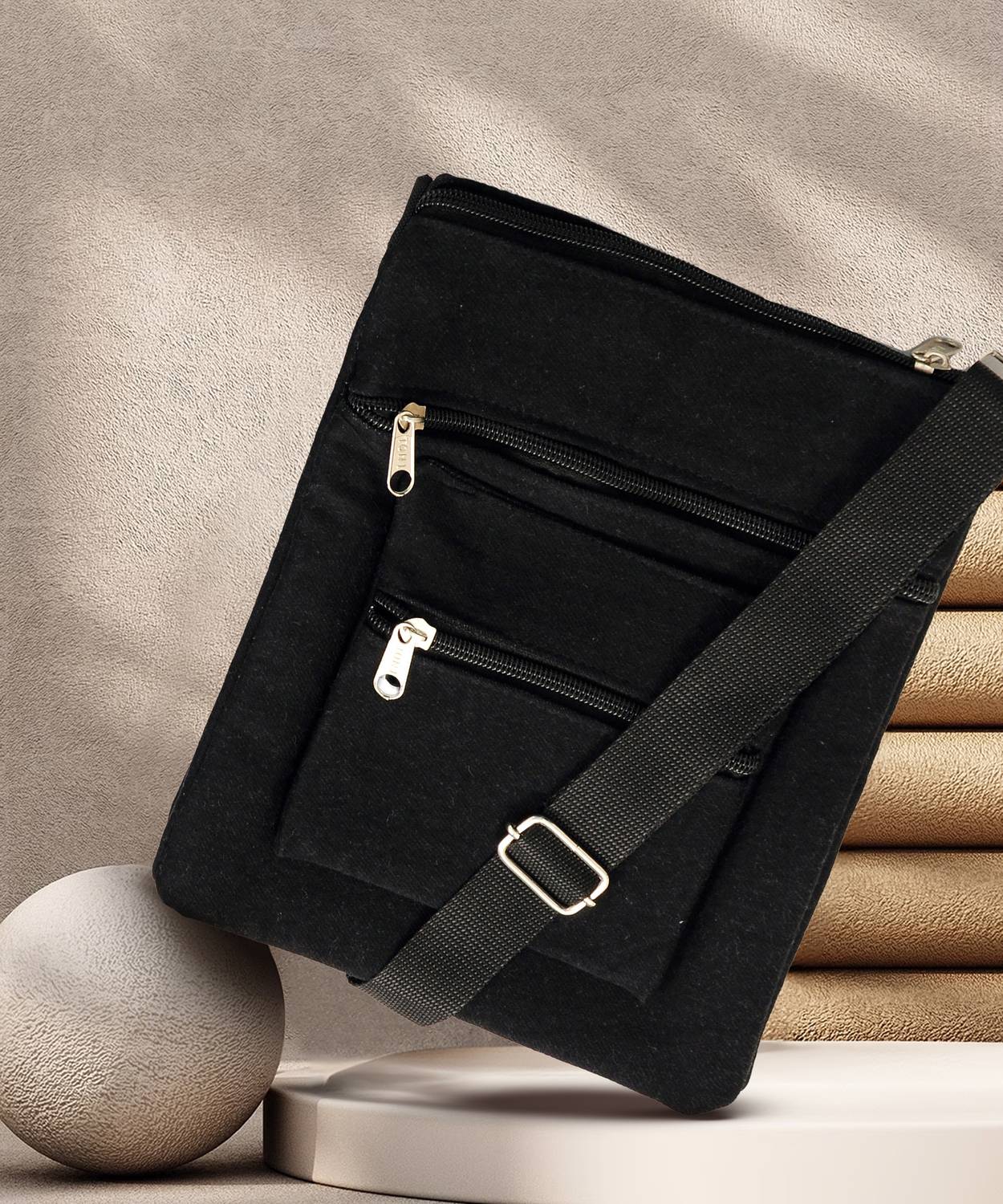 Alemah Black Sling Bag Cross Body Sling Bag