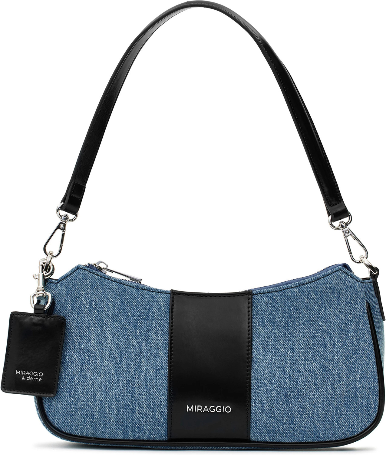 Image of Miraggio Black, Blue Shoulder Bag Bella Denim Shoulder Bag with Detachable & Adjustable Crossbody Strap