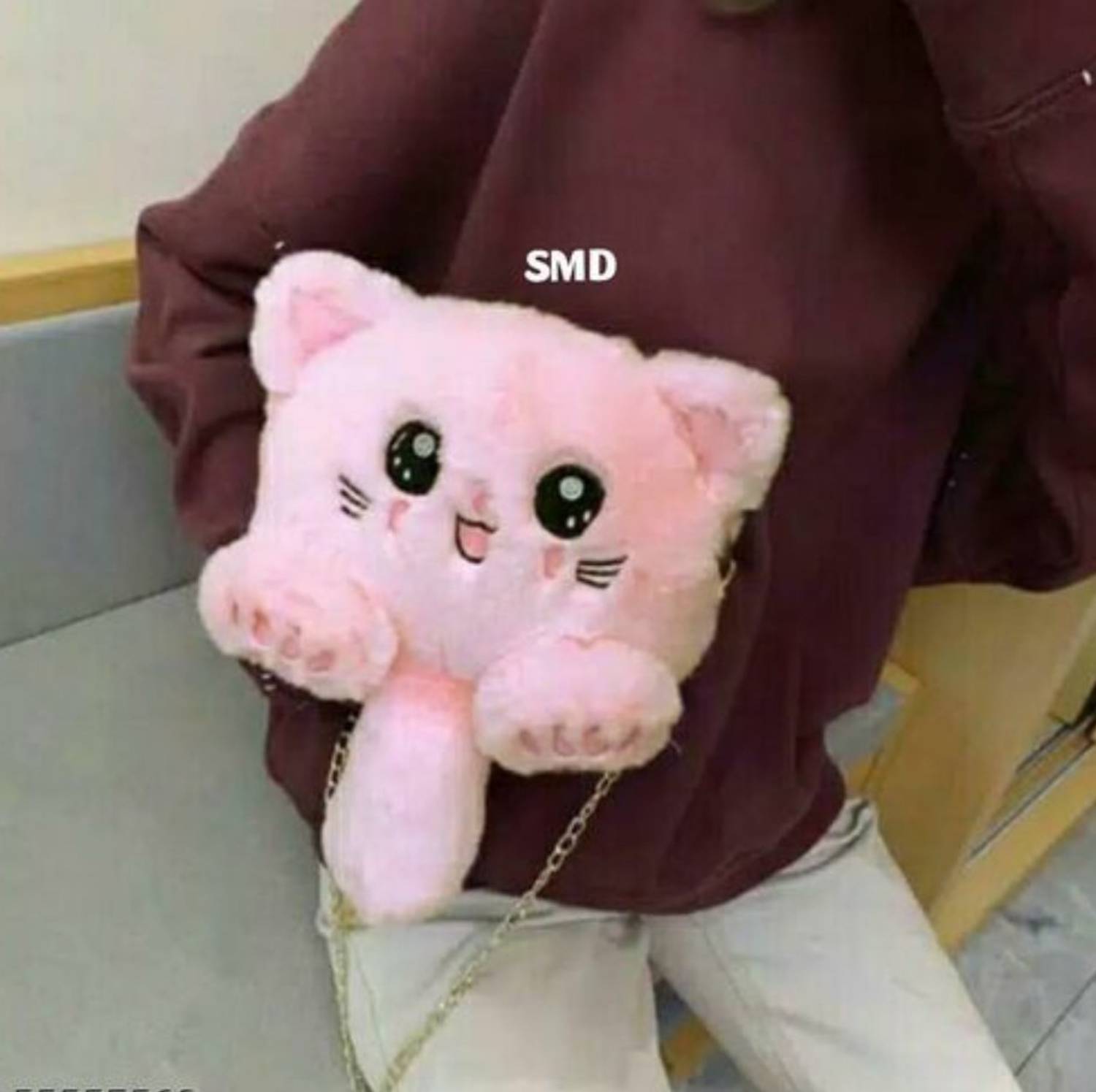 CAT♡ショルダー Pink New Dimension Store Adorable Pink Cat Sitting On The Moon Figurine