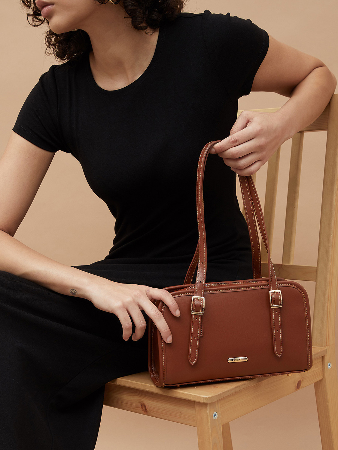Image of CODE by Lifestyle Tan Shoulder Bag NA