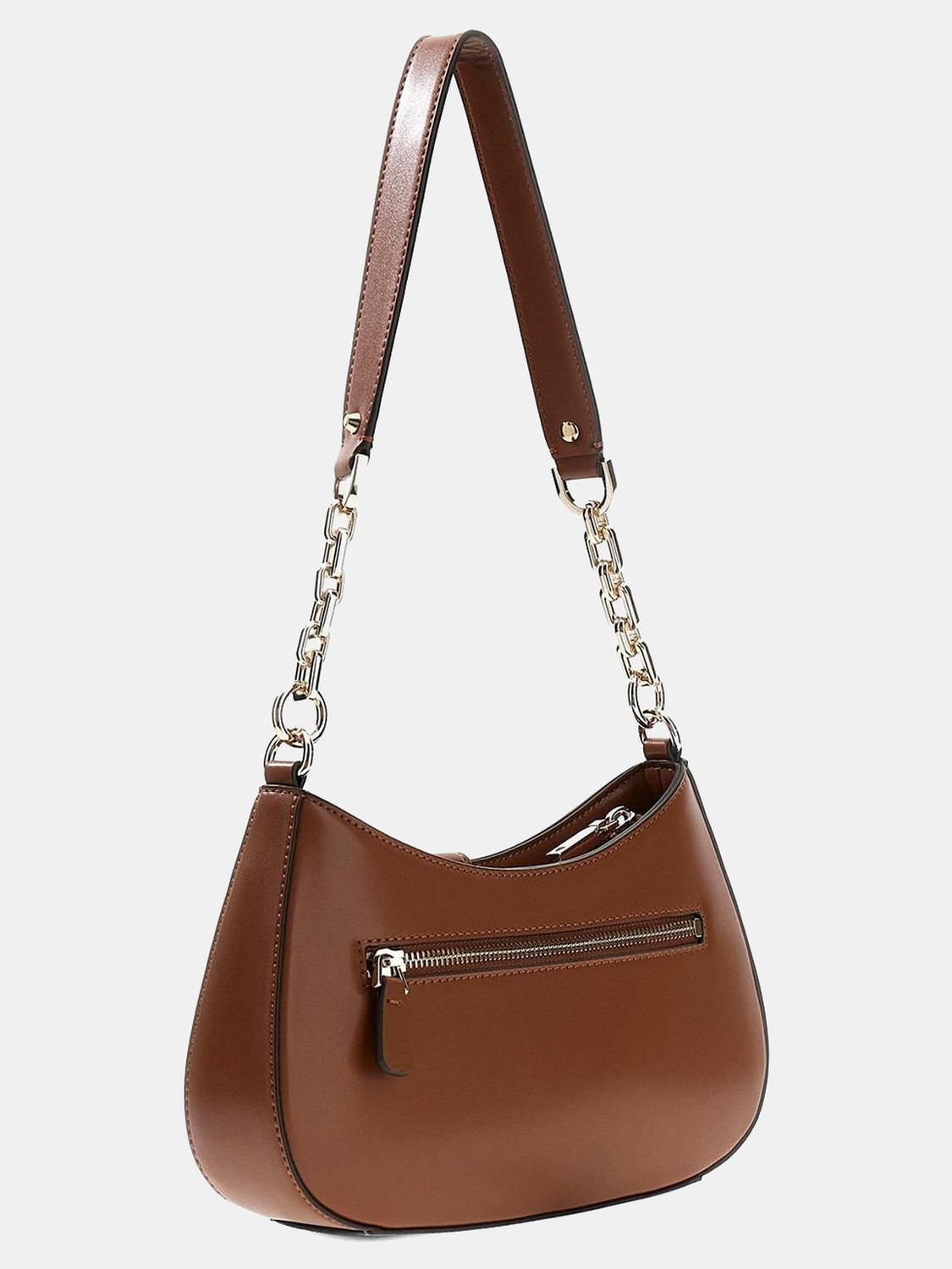 Image of GUESS Brown Shoulder Bag Carrie Top Zip