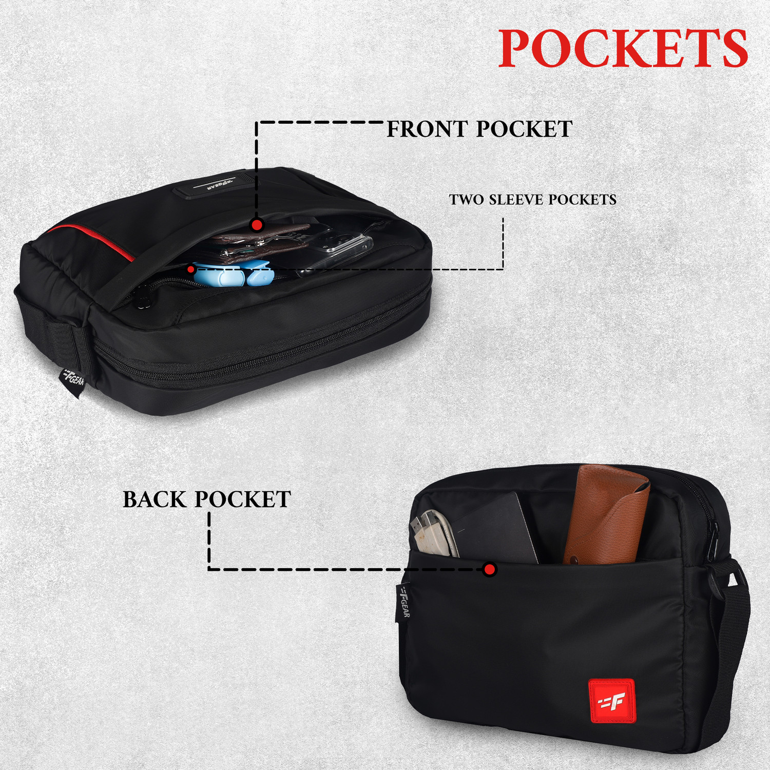 Image of F Gear Black Sling Bag Miami V2 Black