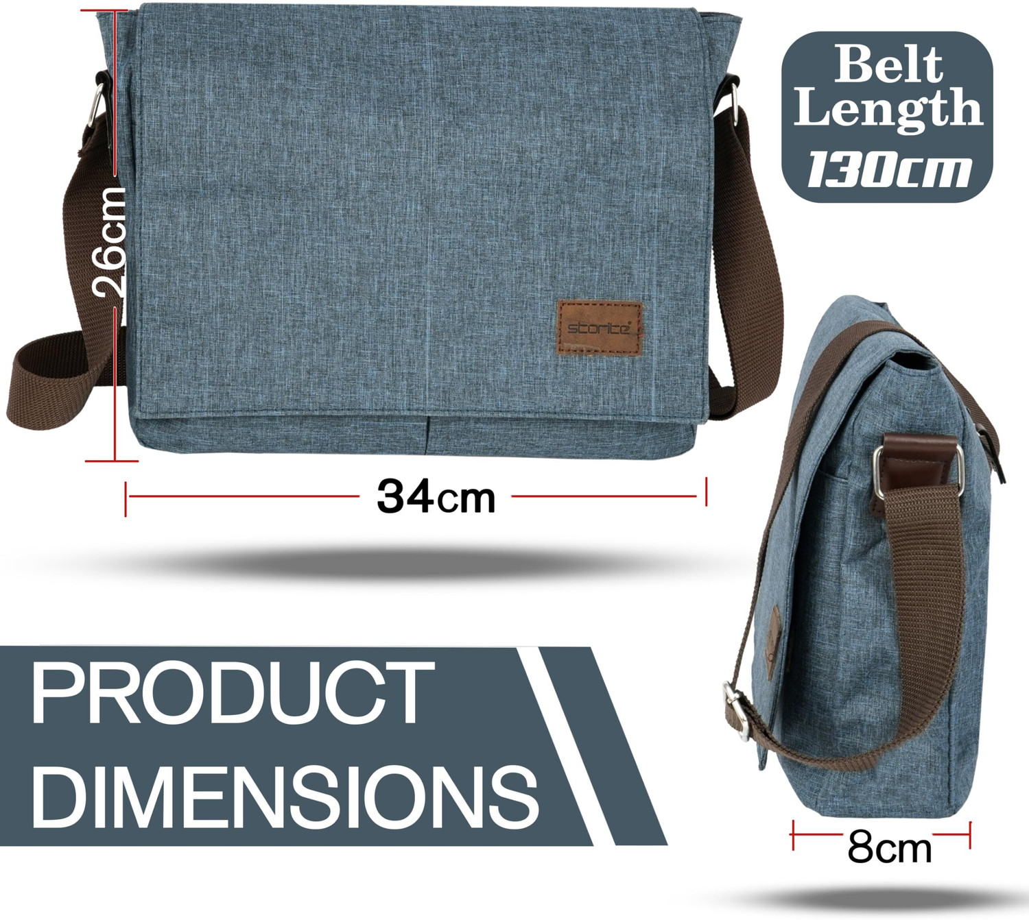 Image of STORITE Blue Sling Bag Travel Office Business Messenger One Side Shoulder Bag