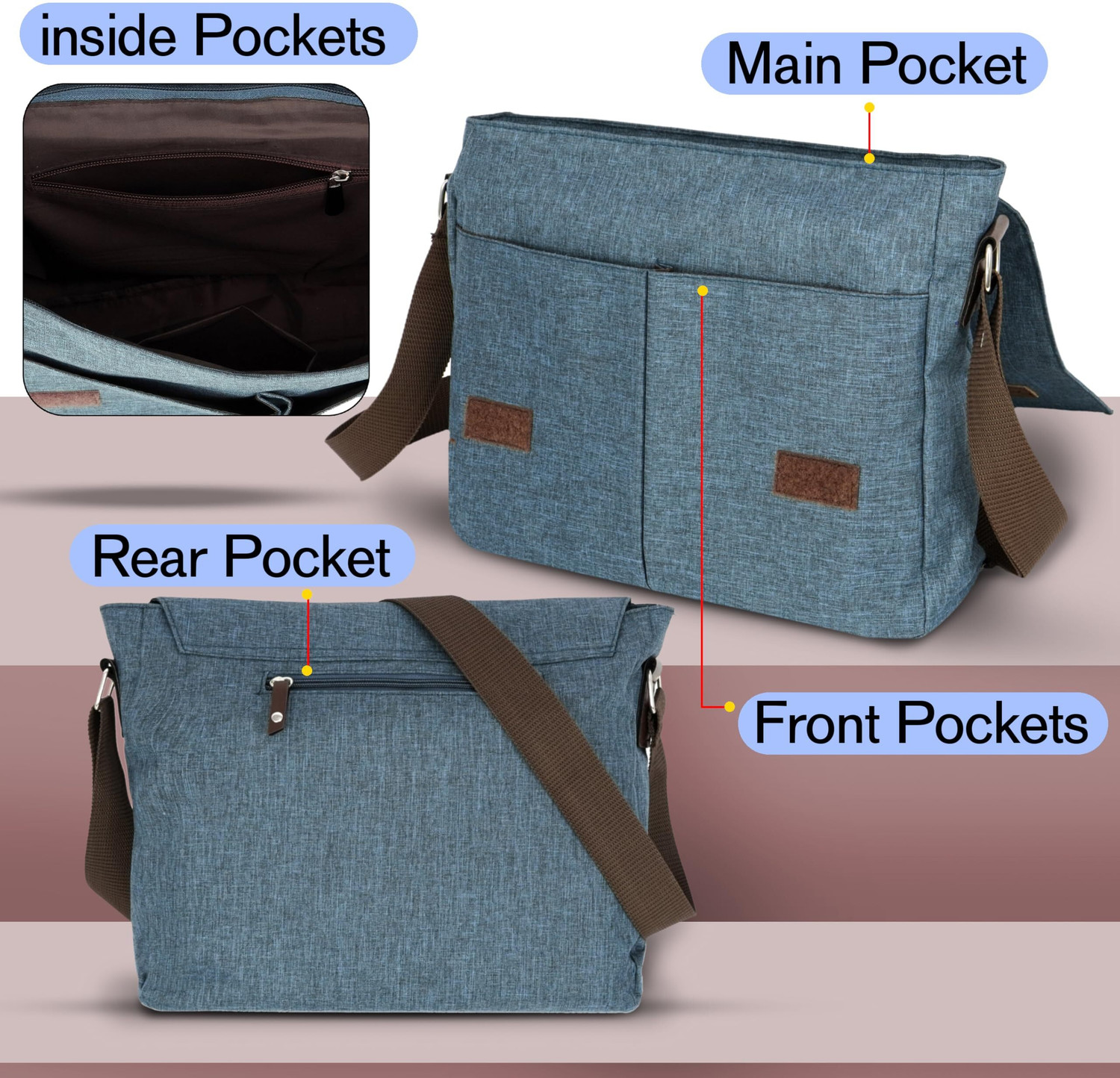 Image of STORITE Blue Sling Bag Travel Office Business Messenger One Side Shoulder Bag