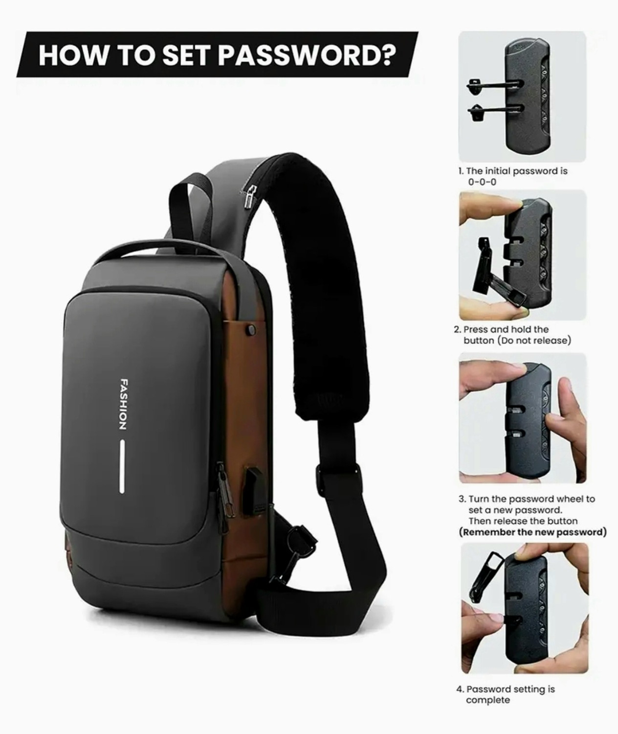 Image of fashnita Black, Brown Shoulder Bag sling bag businessman bag chest cross body bag with USB charging port